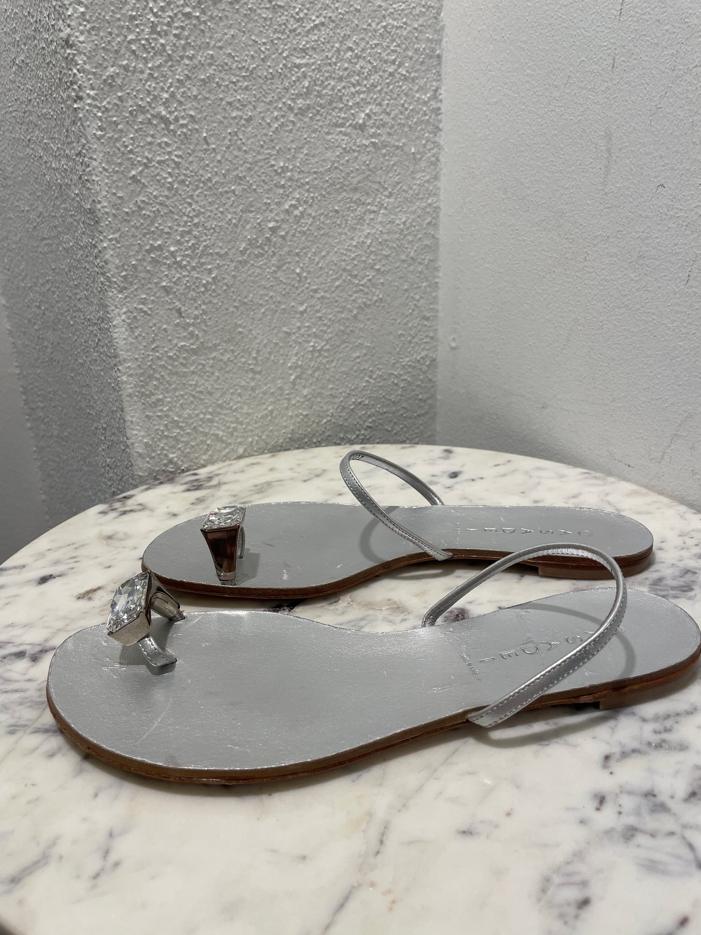 Casadei Soraya Crystal Toe-Ring Sandals – Size EU 39 (IT 9) / Silver