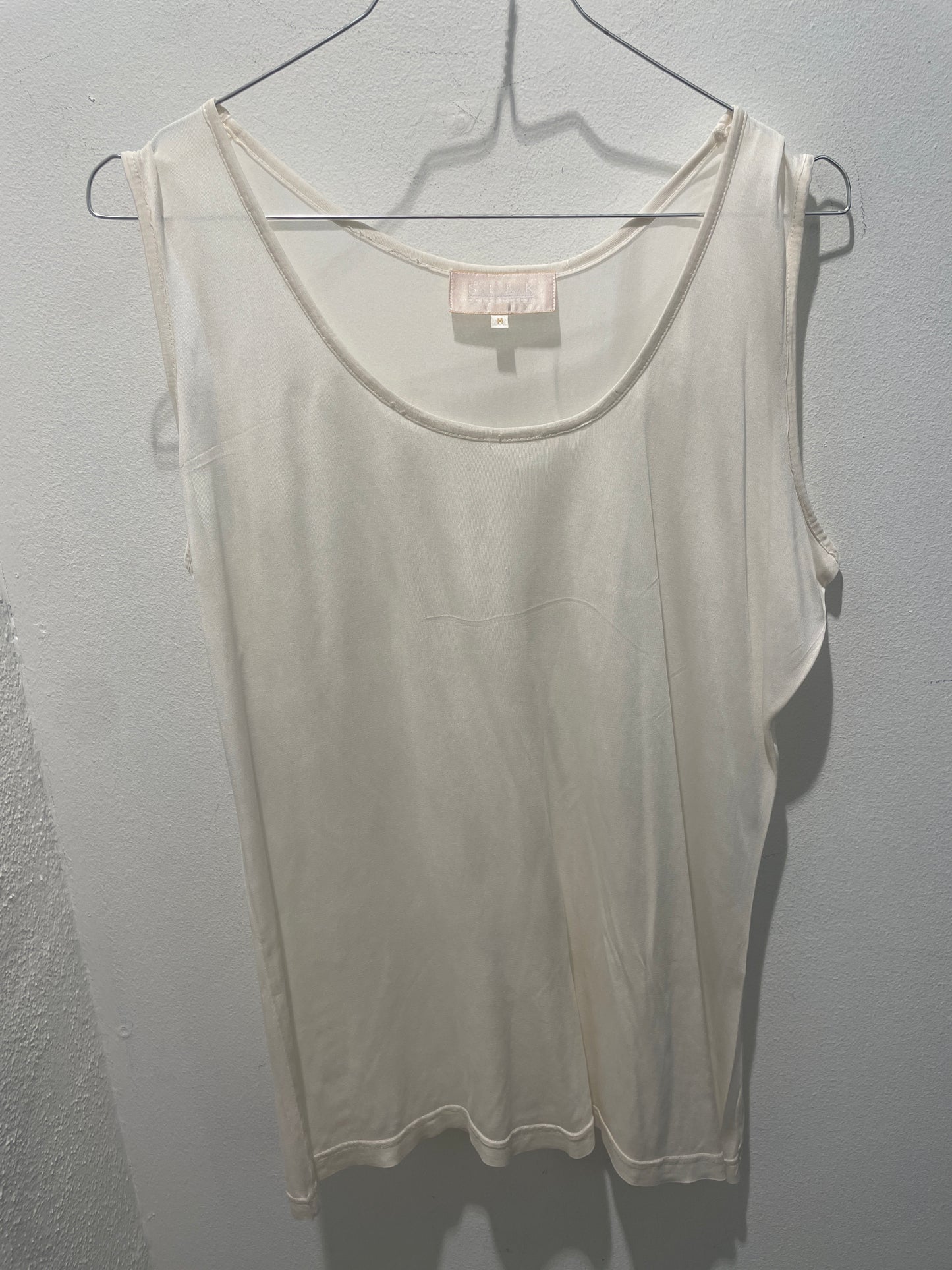 Honey Moon Ecru Pure Silk Tank Top - M