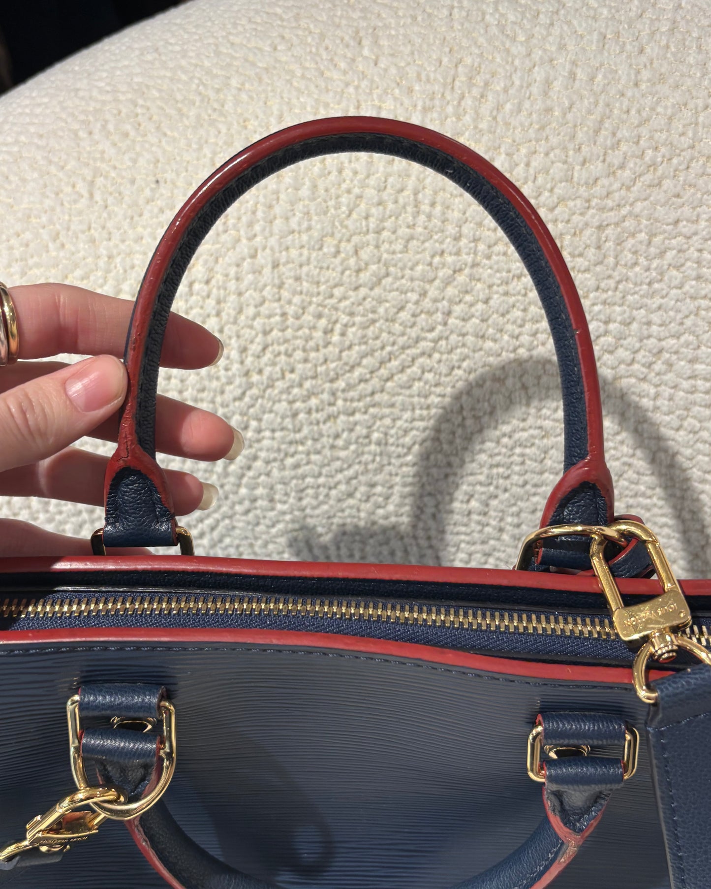 Louis Vuitton Satchel – Blue Epi Leather with Red Trim