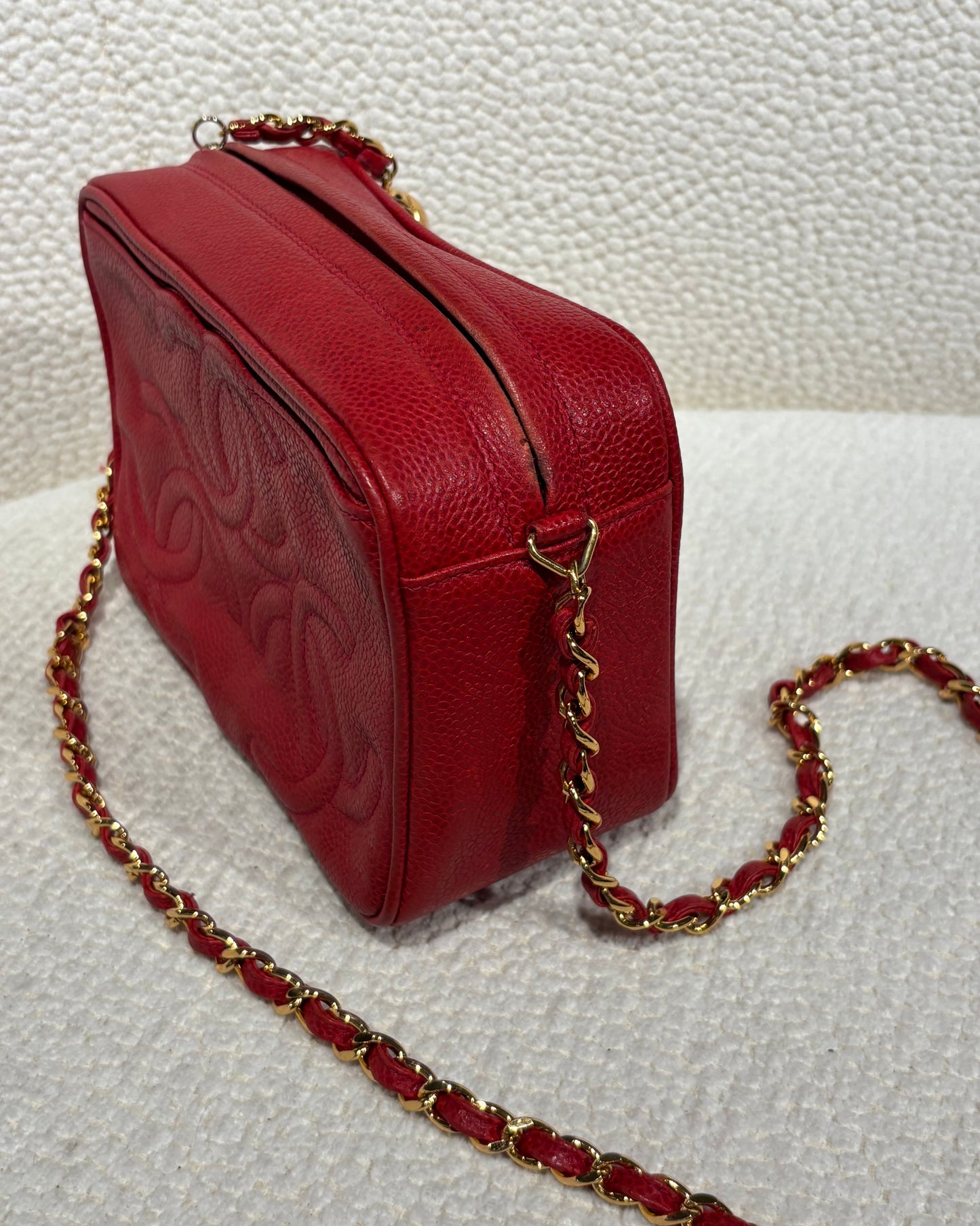 Chanel Vintage Bag & Wallet - Red Caviar leather & Gold Tassel