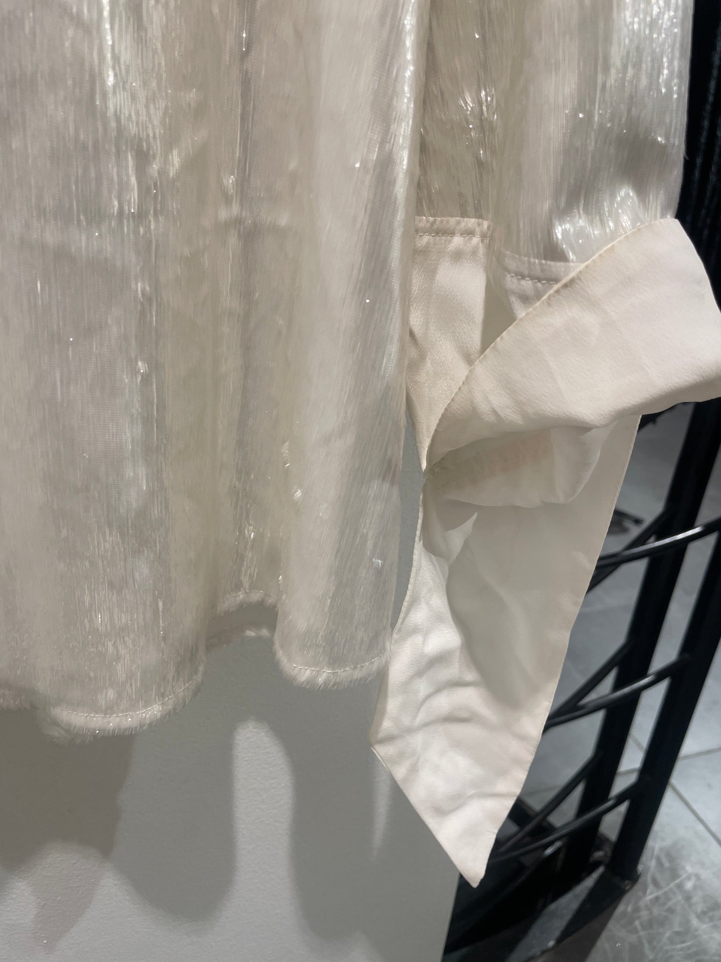 LaLa Berlin - Oversized Shiny Shirt - Off-white - Medinas Wardrobe - S