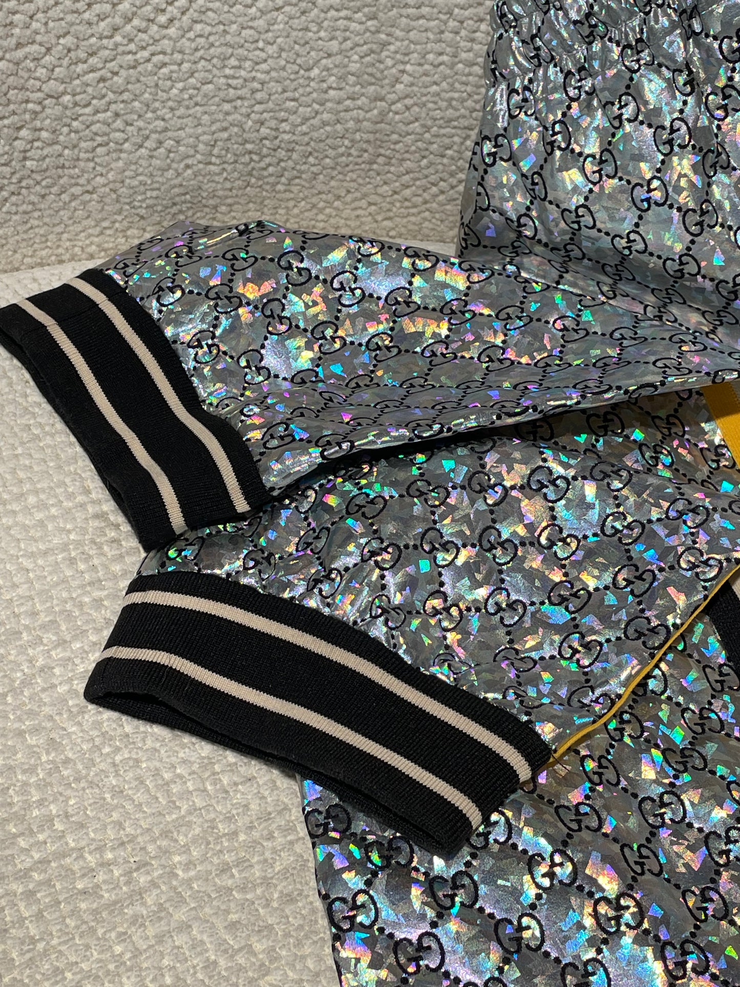 Gucci - Silver monogram pants with iridescent finish - S/M