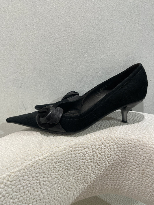 Janet & Janet Heels – Black suede and croco leather - 37