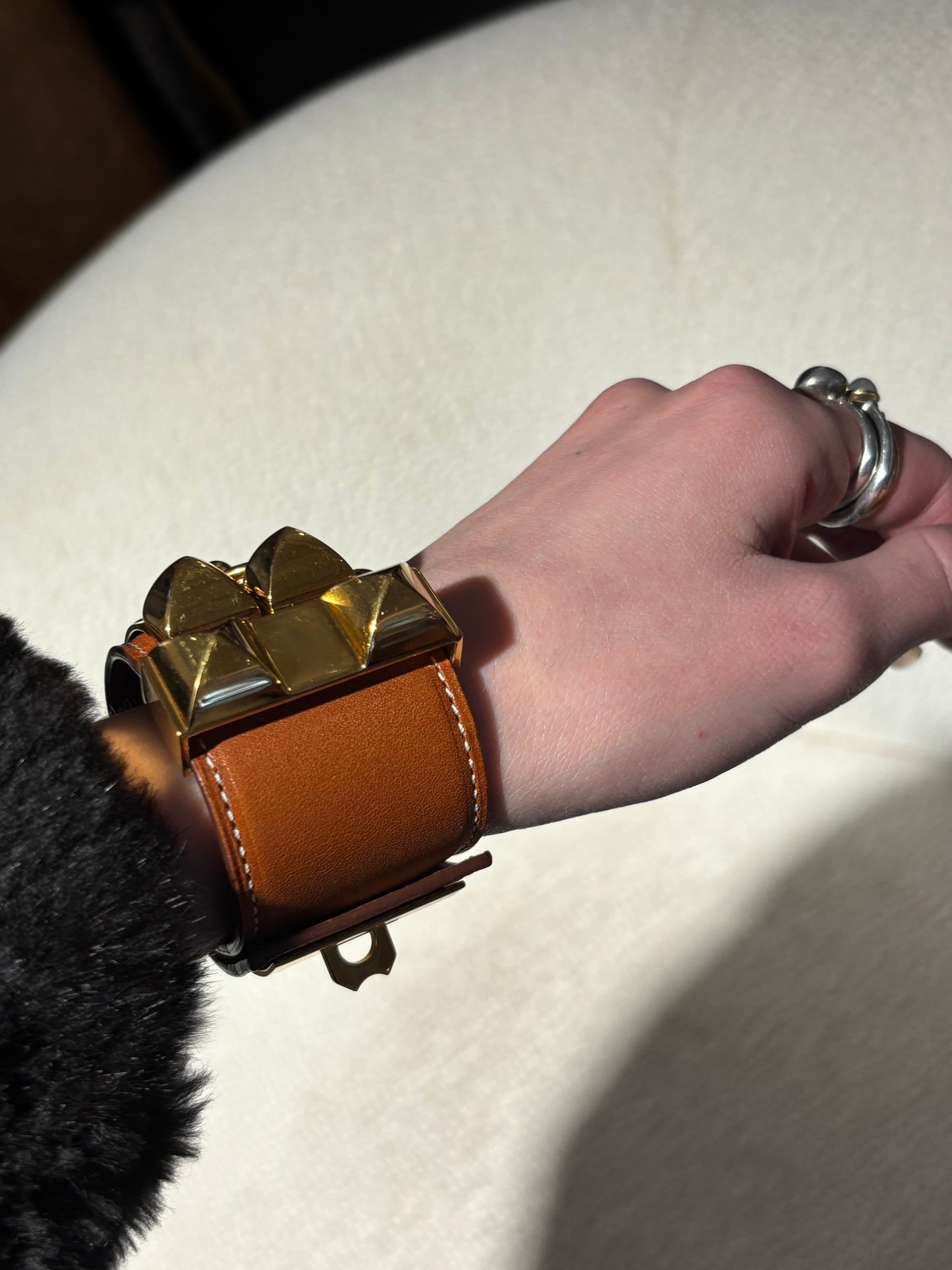 Hermés Collier de Chien Bracelet - Madame Calfskin & Gold Hardware