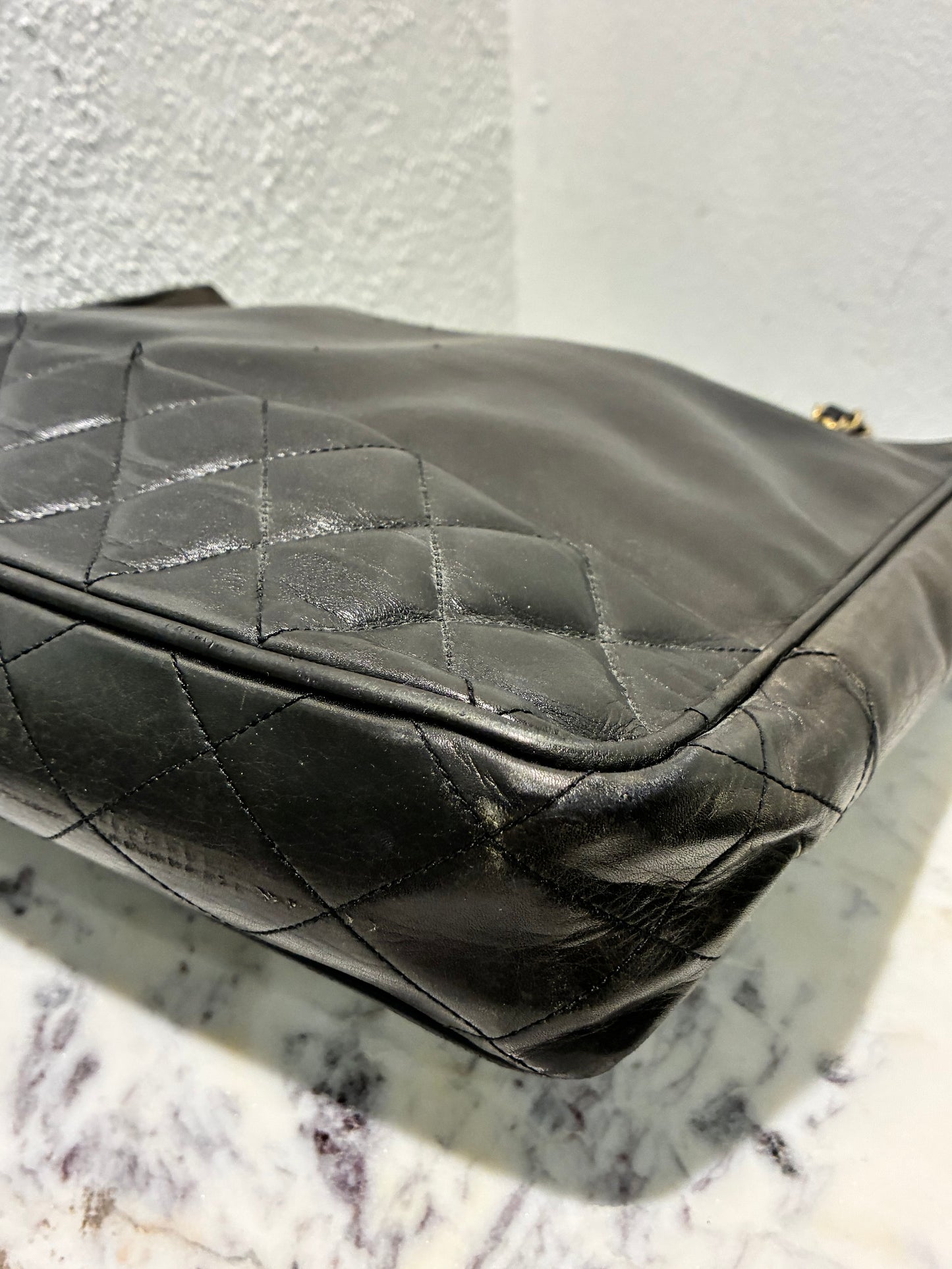 Chanel Vintage Tote - CC Detail - Black Lambskin & 24K Gold Hardware