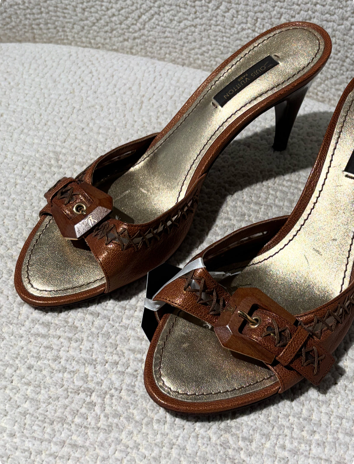Louis Vuitton Heeled Sandals – Brown Leather with LV Buckle - EU 37.5