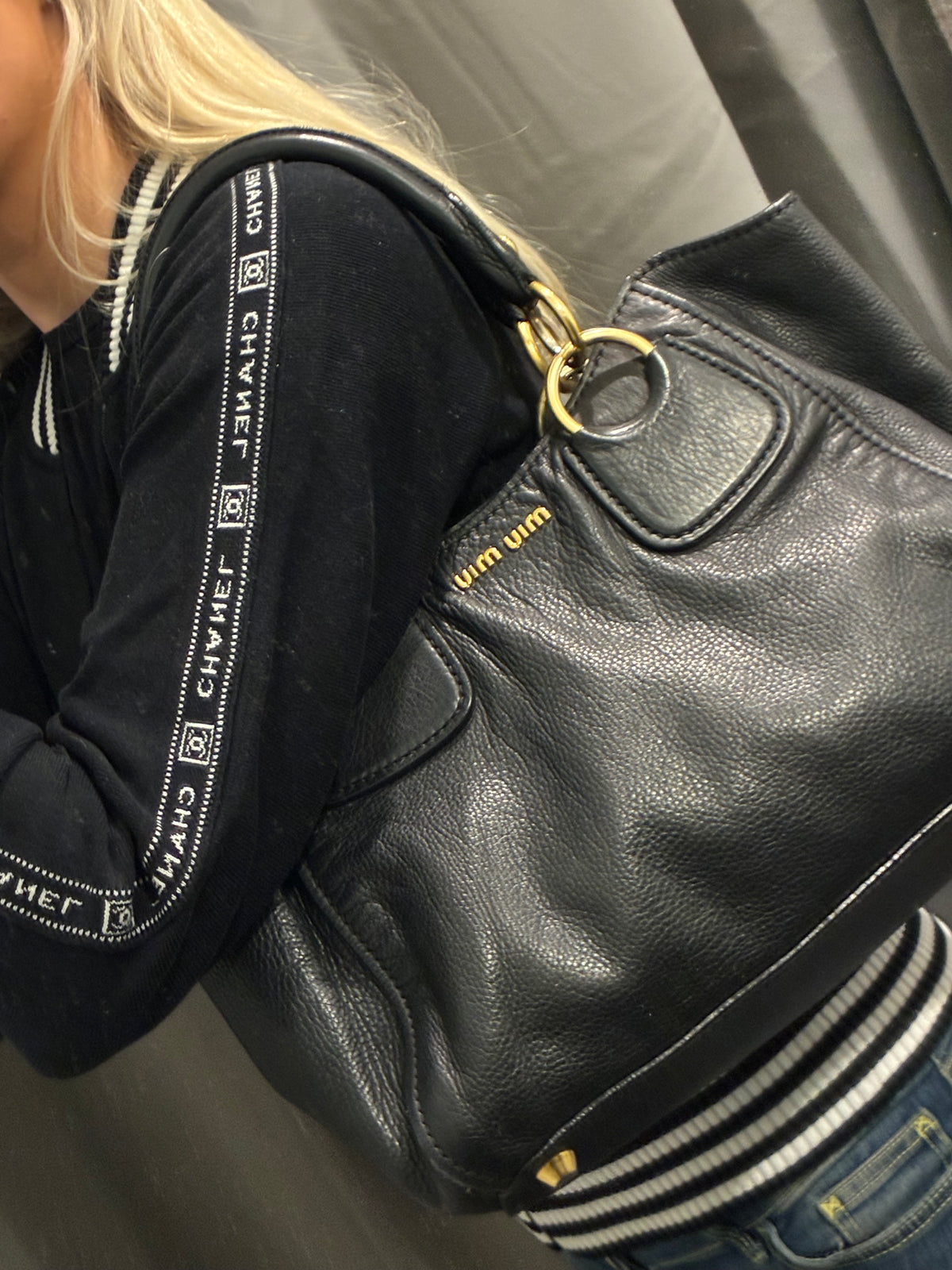 Miu Miu Tote - Black Leather & Gold Hardware