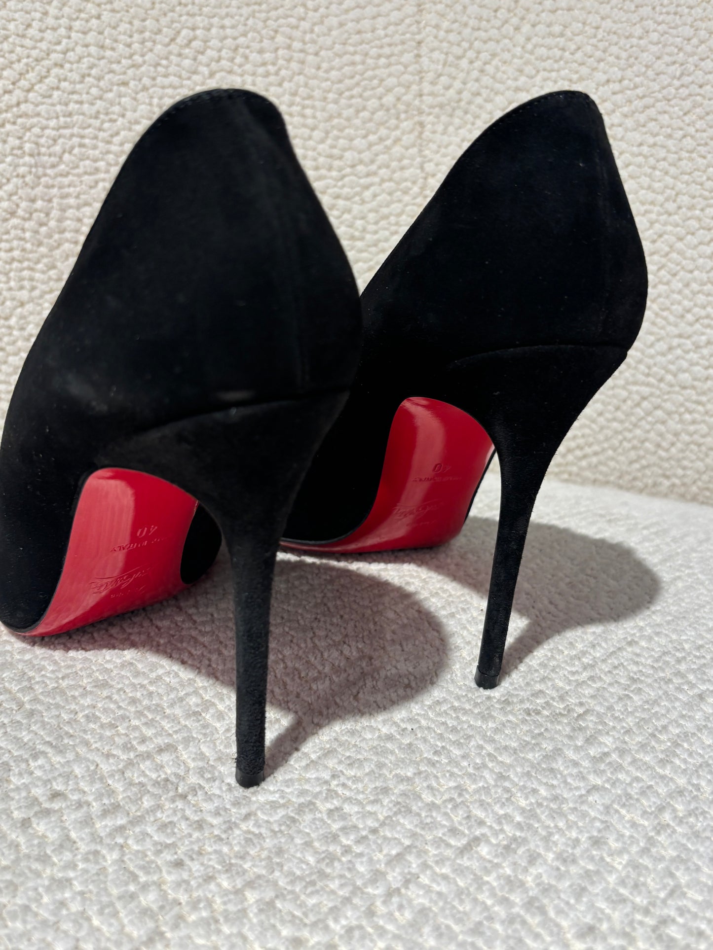 Christian Louboutin Heels – Black Suede with Red Soles - EU 40