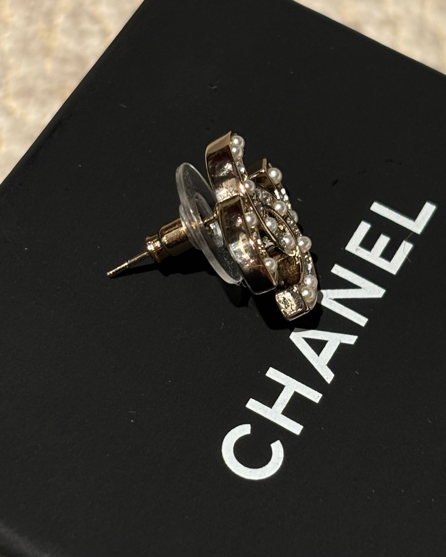 Chanel CC Earrings – Silver-Tone Metal with Stones & Pearls