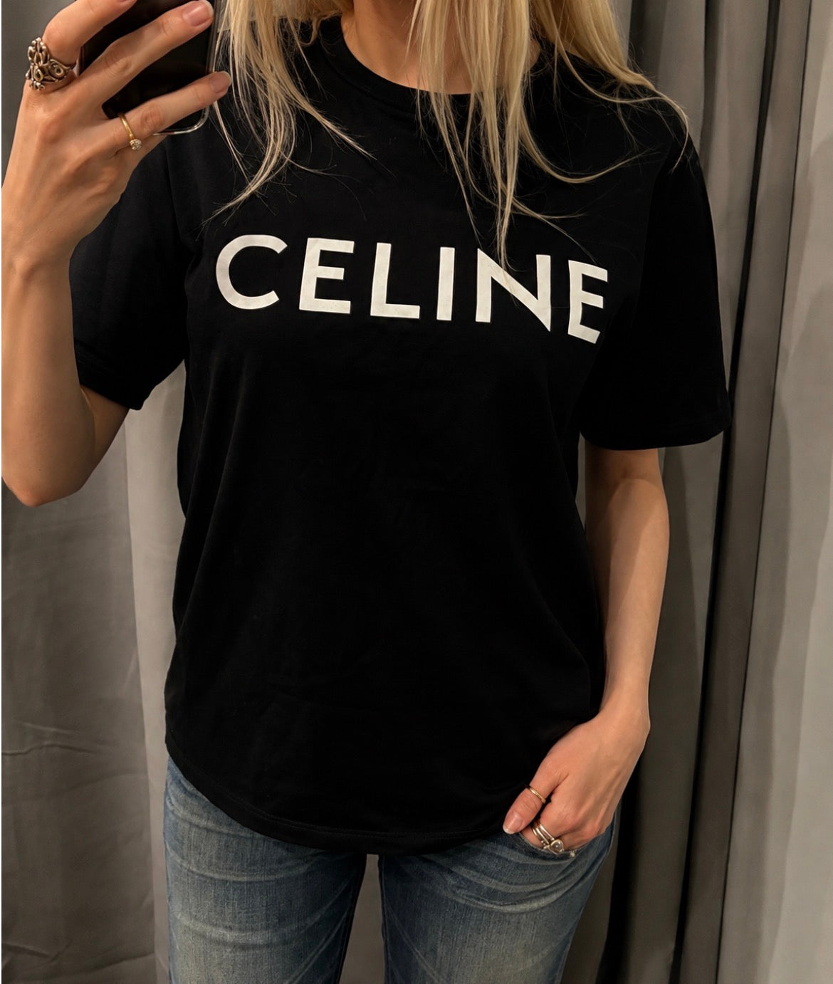 Celine Logo Tee - Black & White - Size M