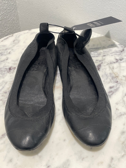 Chanel Ballerinas – Black Leather with Elastic Trim - EU 38