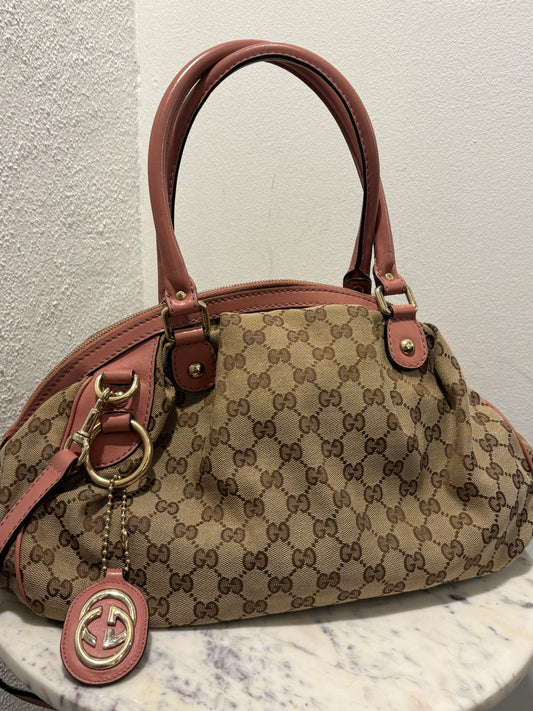 Gucci Sukey Bag - Canvas & Leather in Pink