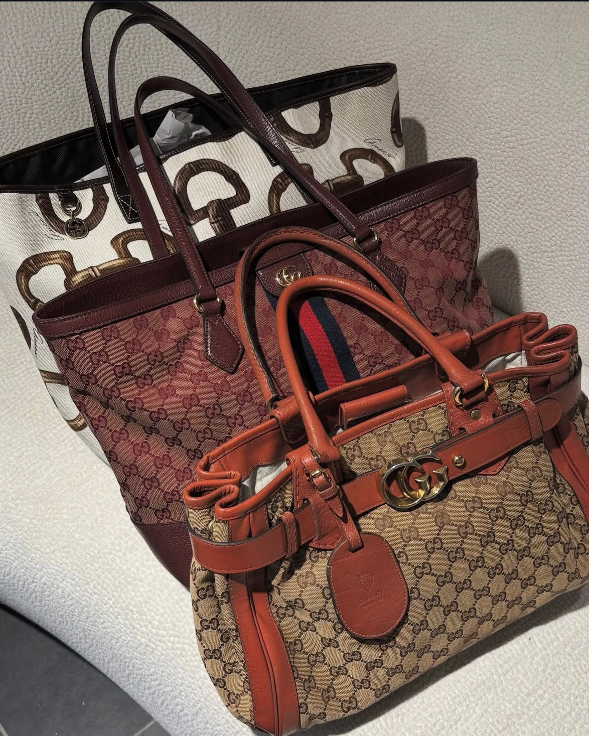 Gucci - Leather tote & Canvas - Orange/Cognac