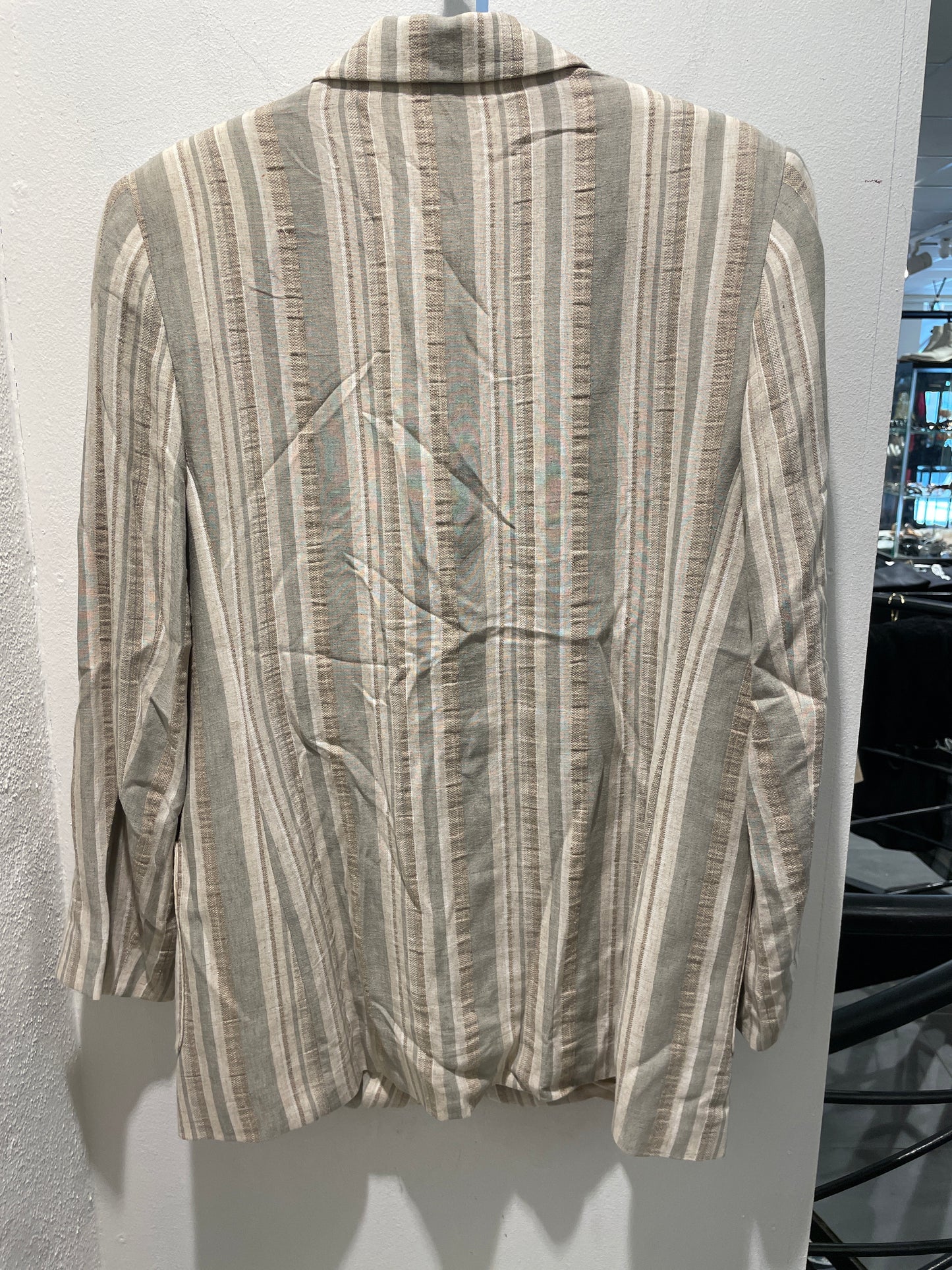 Vintage St. Michael Striped Blazer Jacket – Beige / Sage Green - EU42