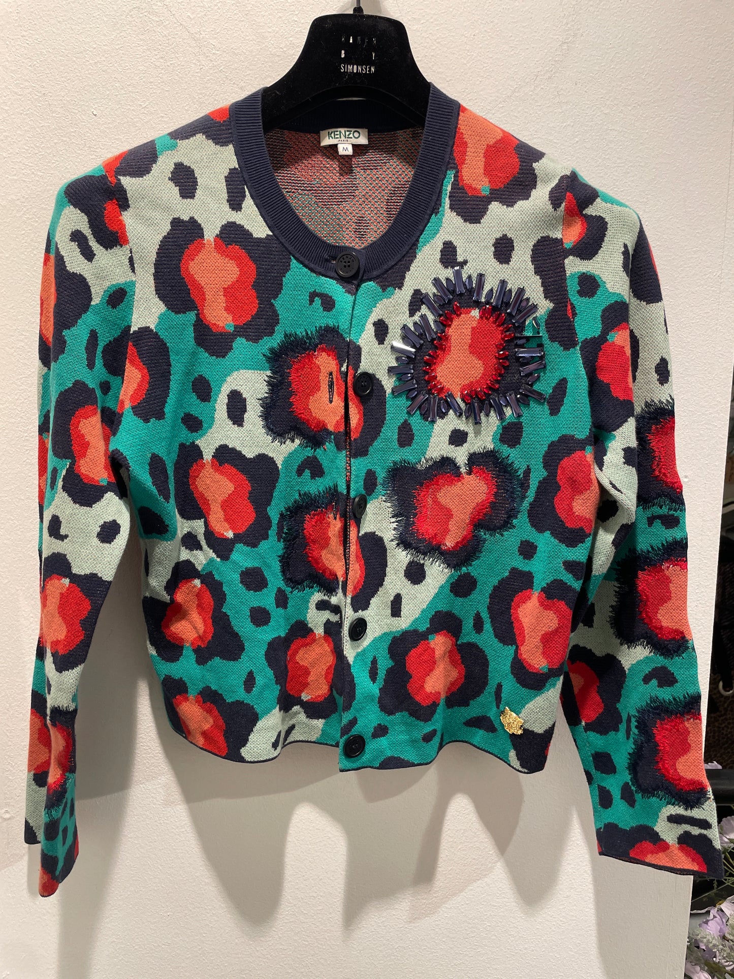 Kenzo - Cardigan w. golden tiger emblem - M
