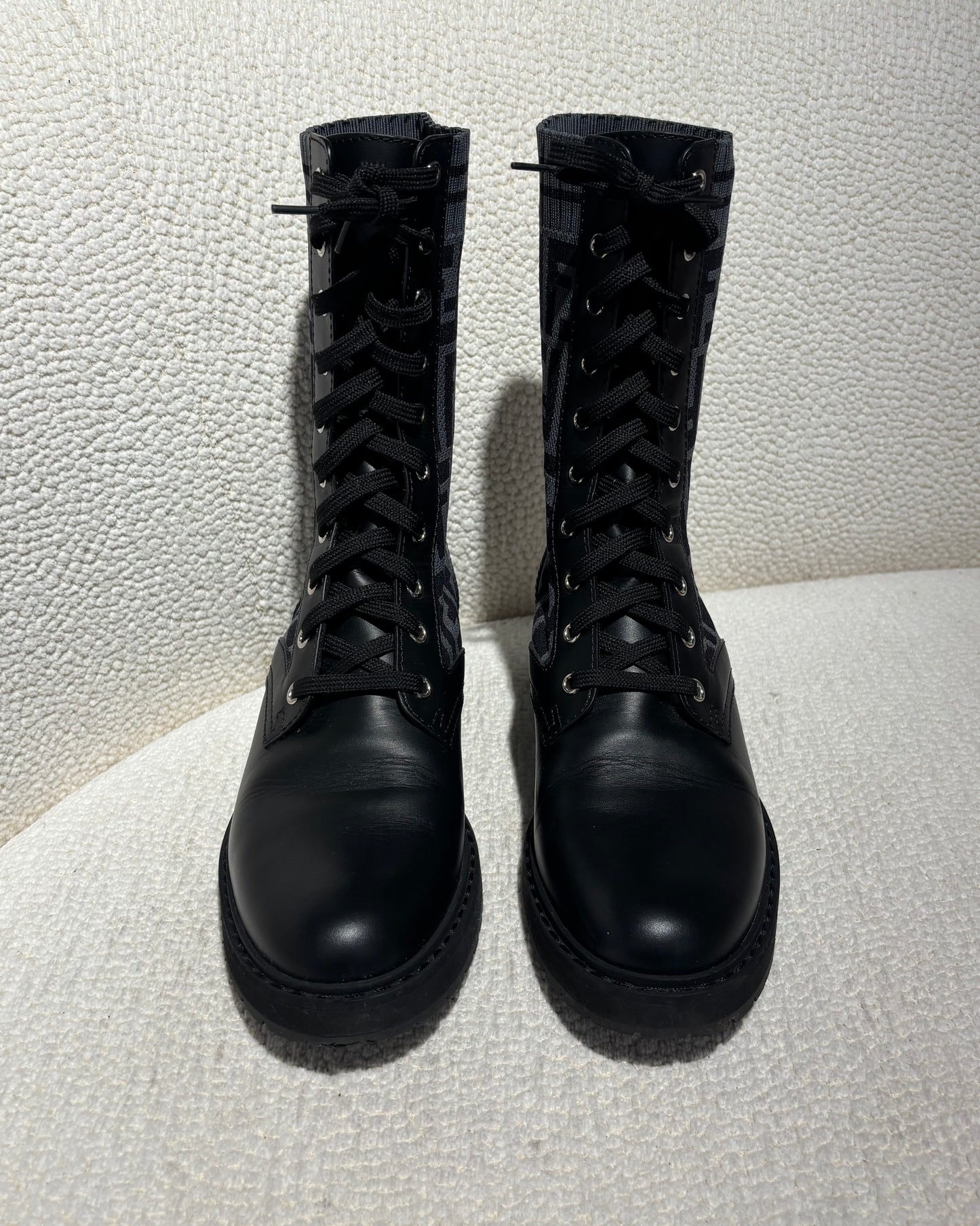 Fendi Boots - Leather & Stretch - Black & Grey