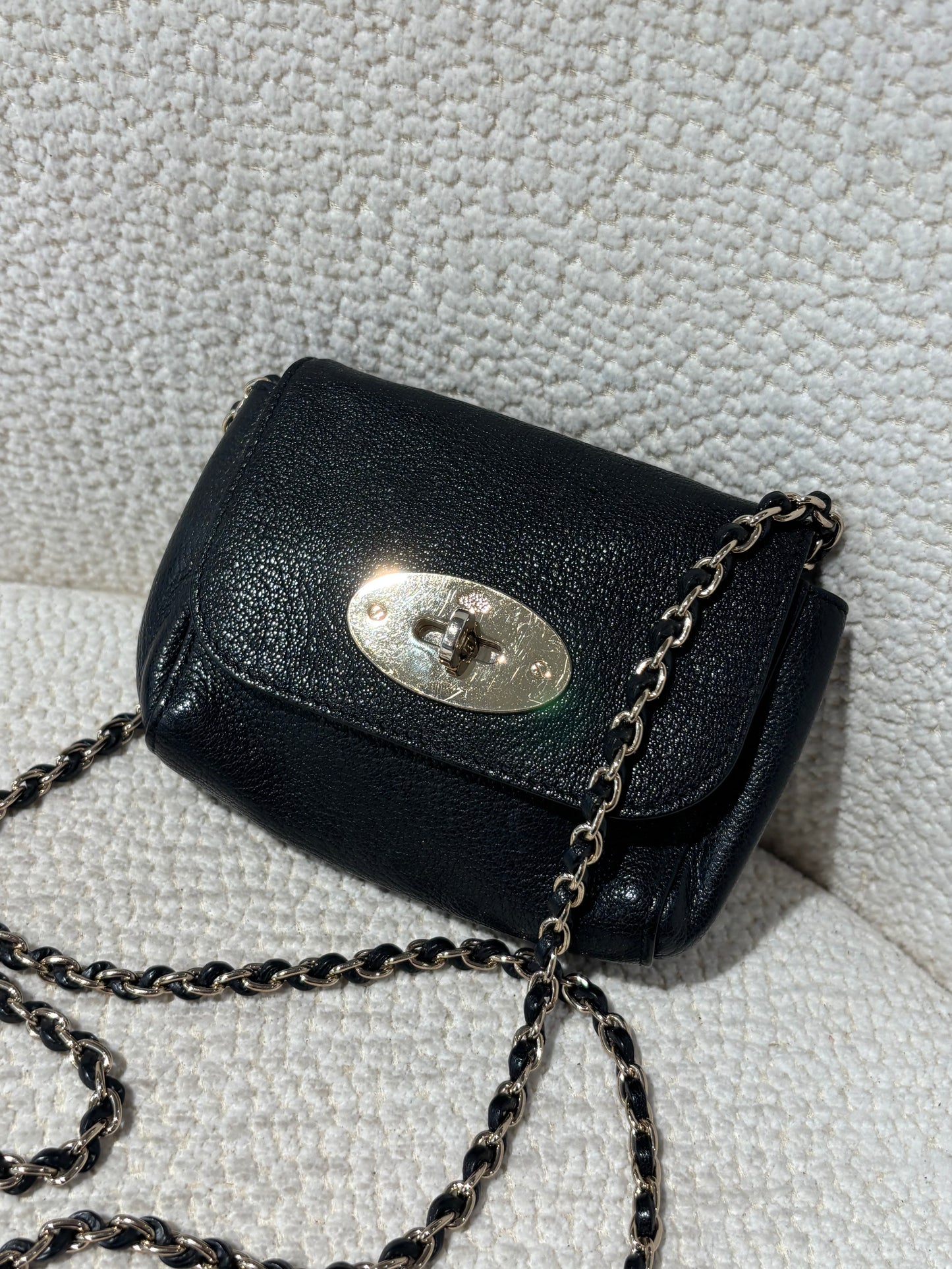 Mulberry Bag - Mini Lily - Black Grained Leather & Gold Hardware
