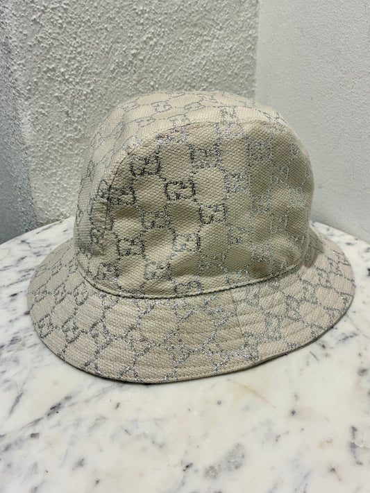 Gucci Bucket Hat - White/Cream w. Silver - M