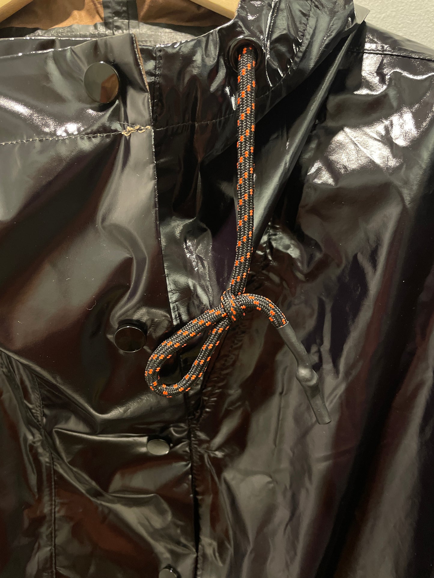 DAY - Exclusive Rain Vest / Poncho in Black Patent Look with Cognac Lining - One Size