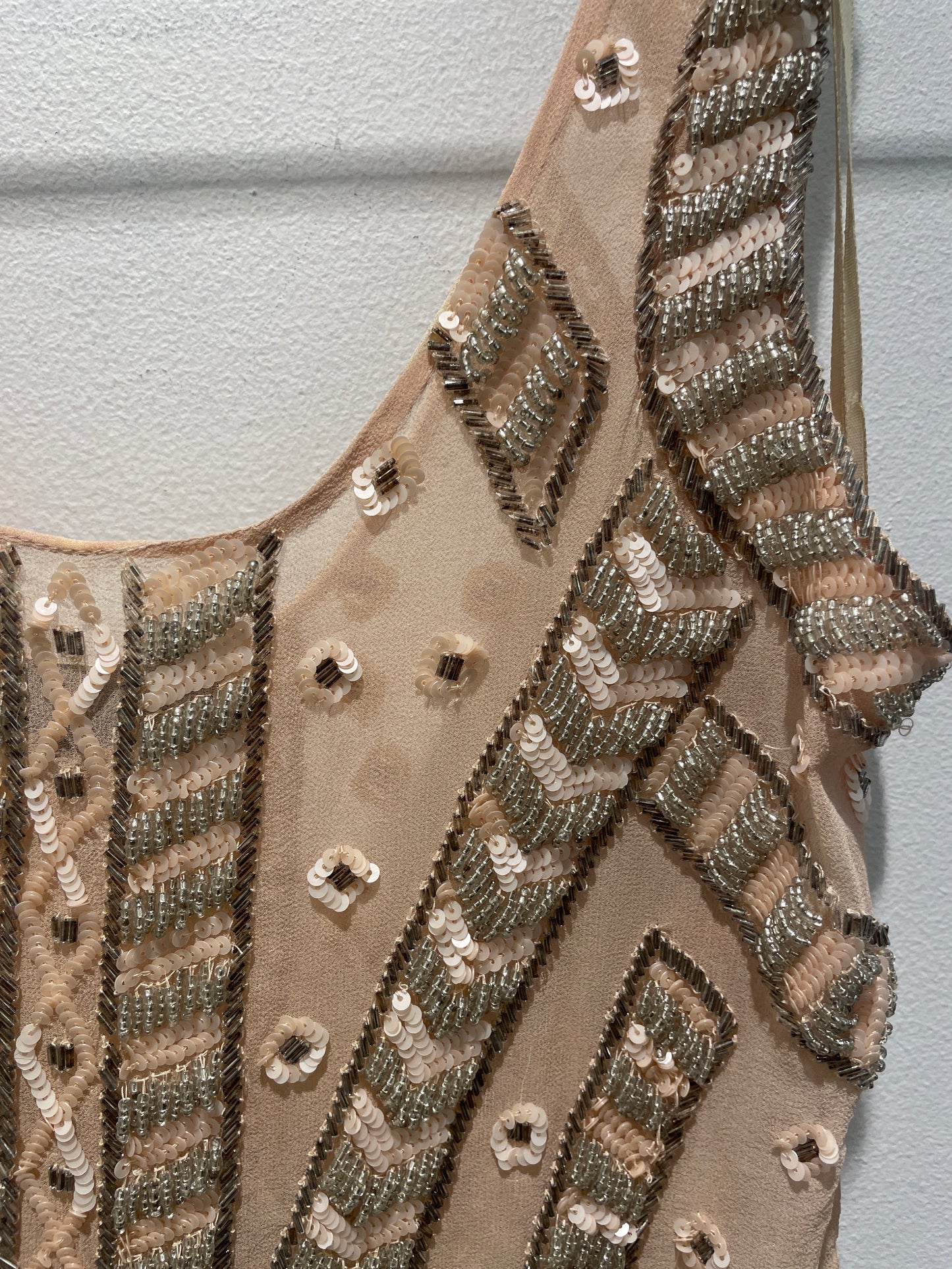 Diamond for Eden - top - Nude w. paillets & beads - S/M