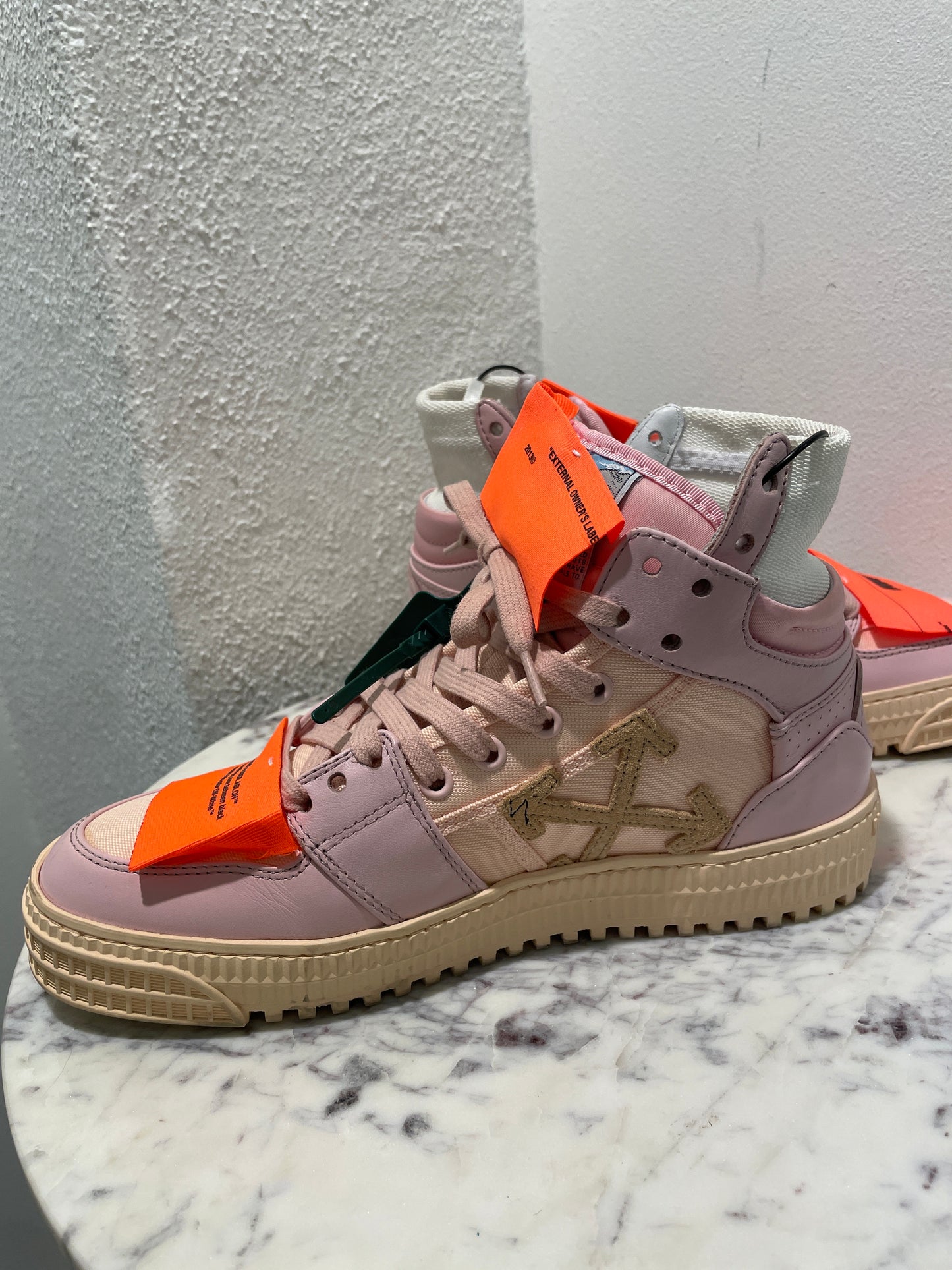 Off-White Off-Court 3.0 Pink Beige High-Top Sneakers with Tags - 38