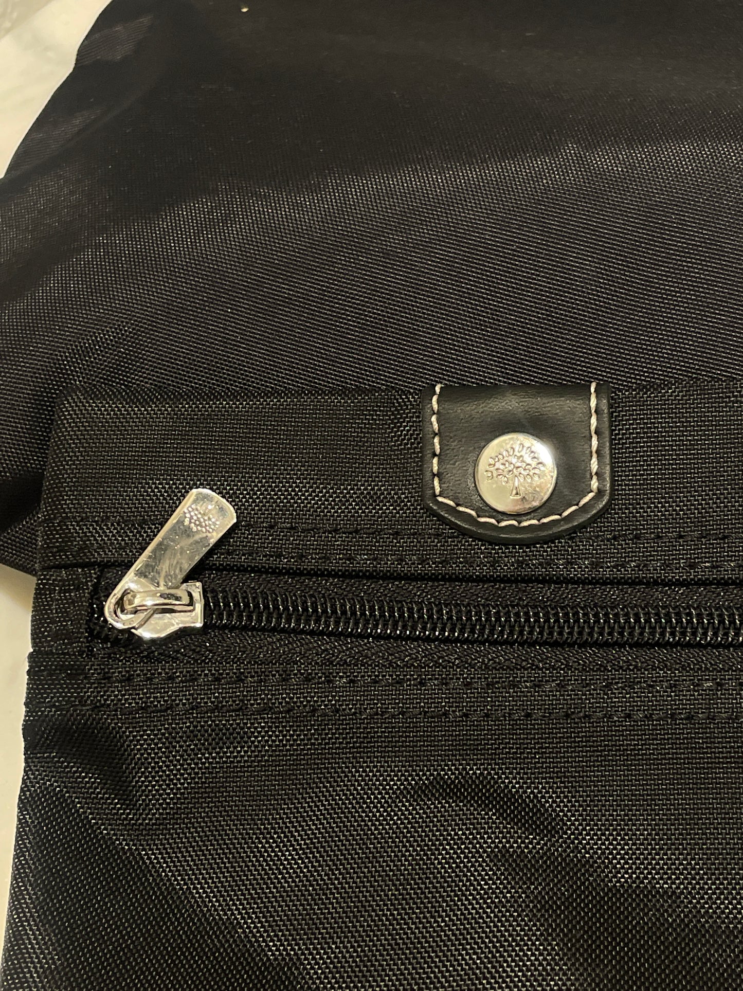 Classic Mulberry Clipper Travel Bag – Black Fabric with Leather Details