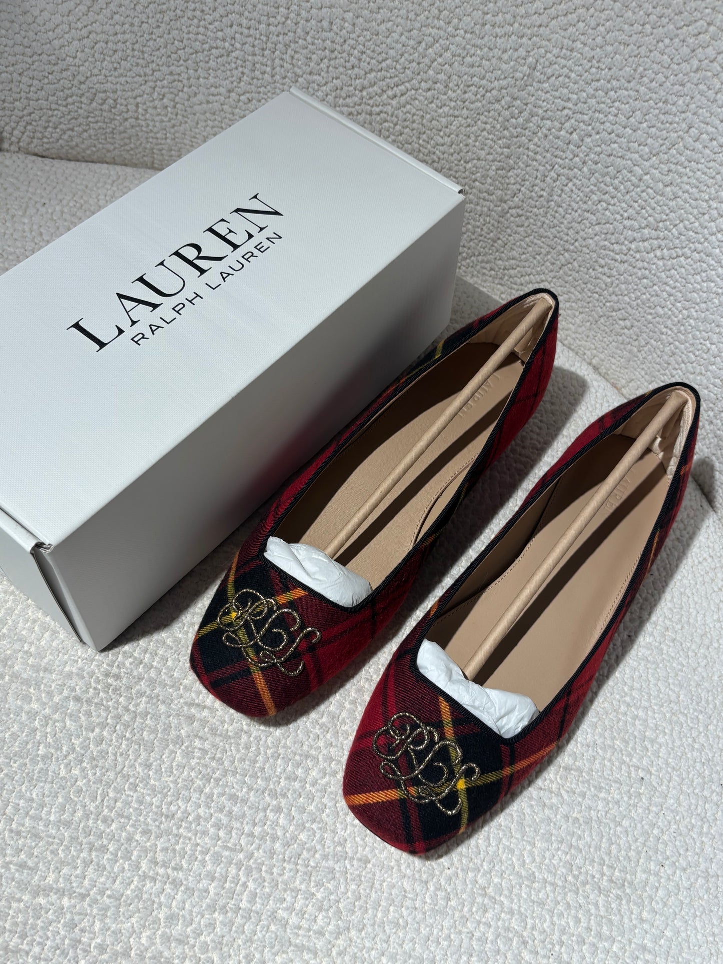 Ralph Lauren Ballerina - Red & Black Plaid Textile - EU 41