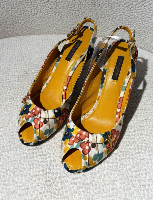 Louis Vuitton Slingback Heels – Multicolour with Gold Details - EU 38,5
