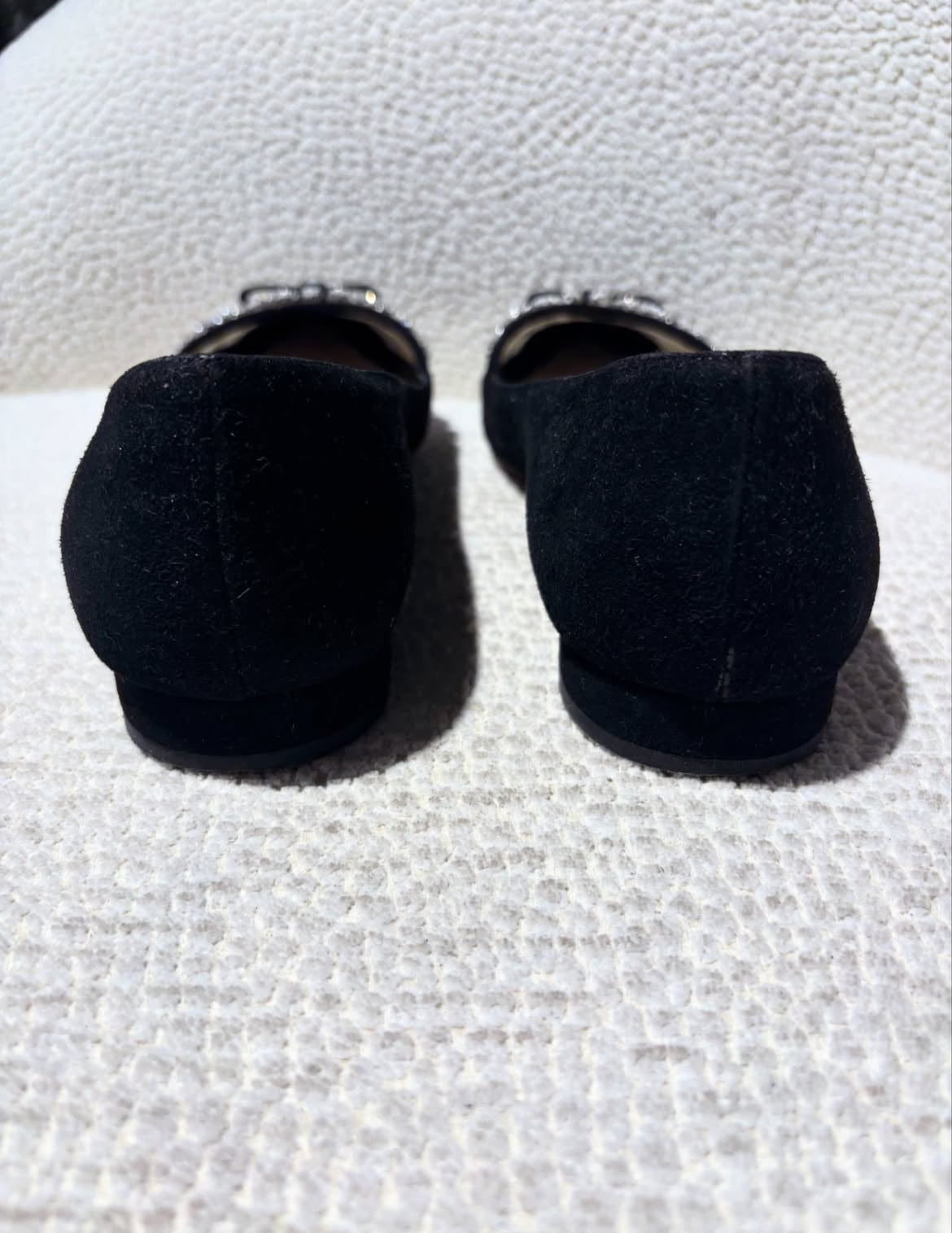 Miu Miu Ballerina - Black suede w. rhinestones  -