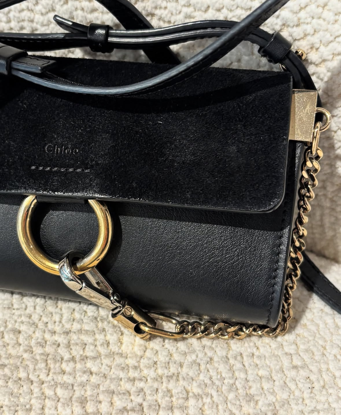 Chloé Mini Faye Bag - Black Leather & Suede