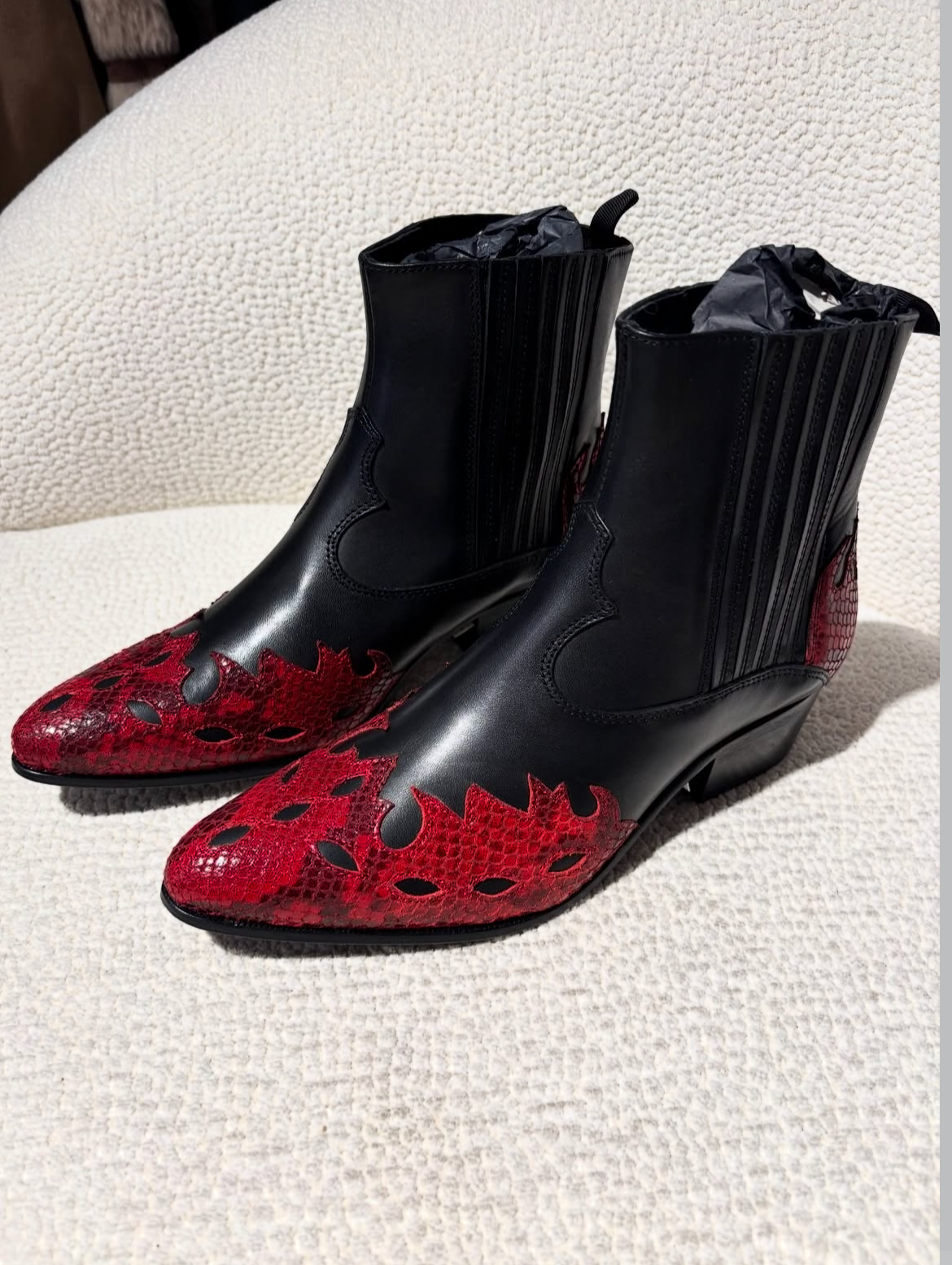 Custommade Boots - Black & Red calfskin - EU 38
