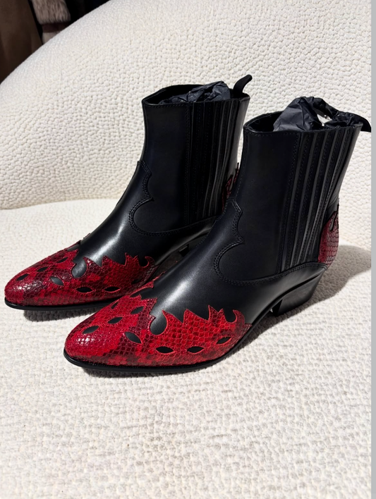 Custommade Boots - Black & Red calfskin - EU 38