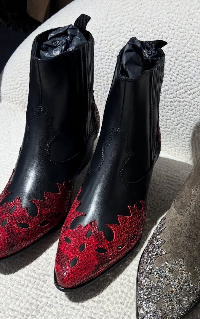 Custommade Boots - Black & Red calfskin - EU 38