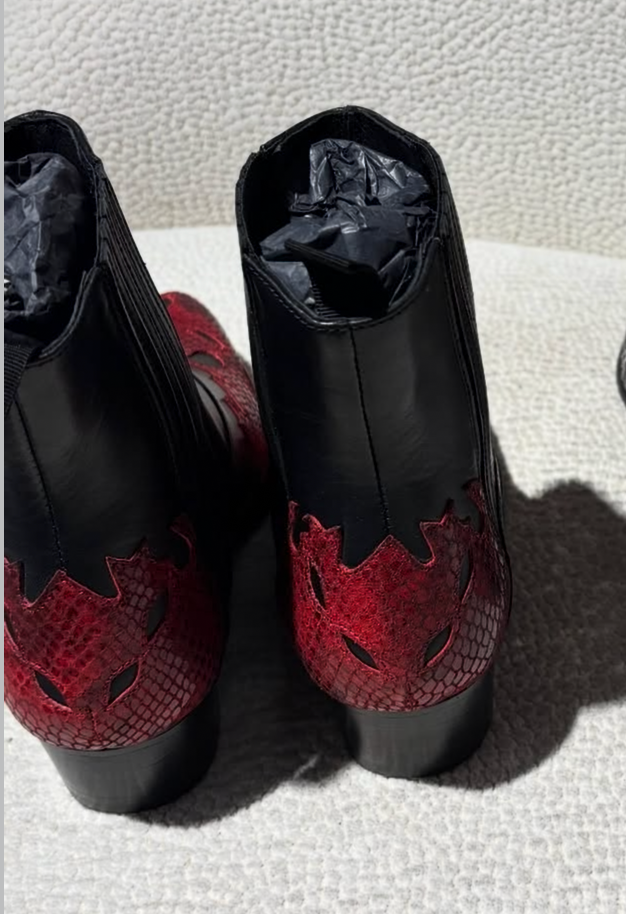 Custommade Boots - Black & Red calfskin - EU 38