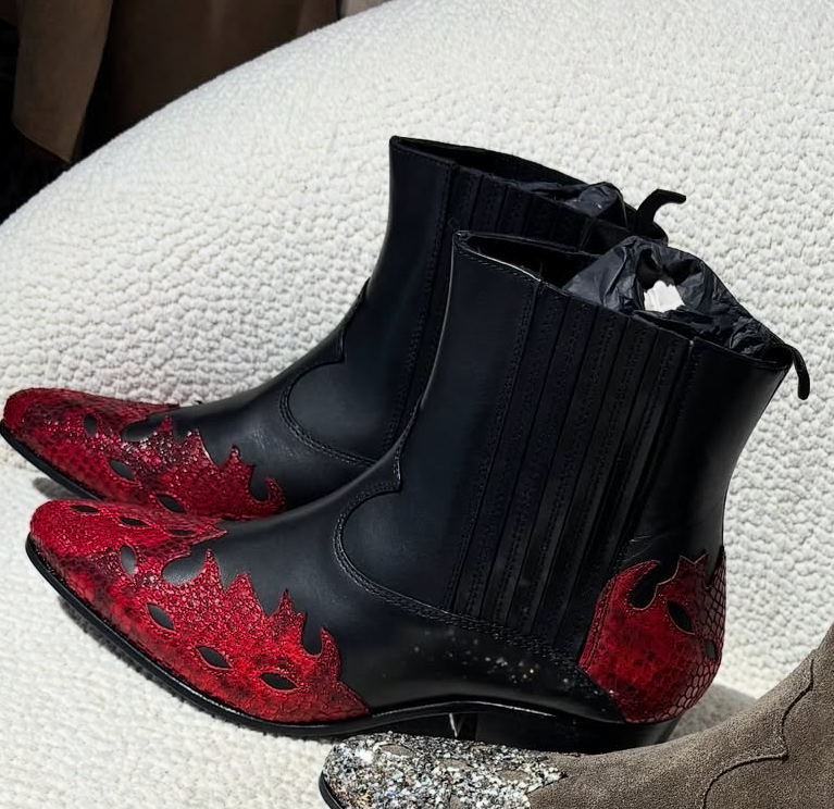 Custommade Boots - Black & Red calfskin - EU 38