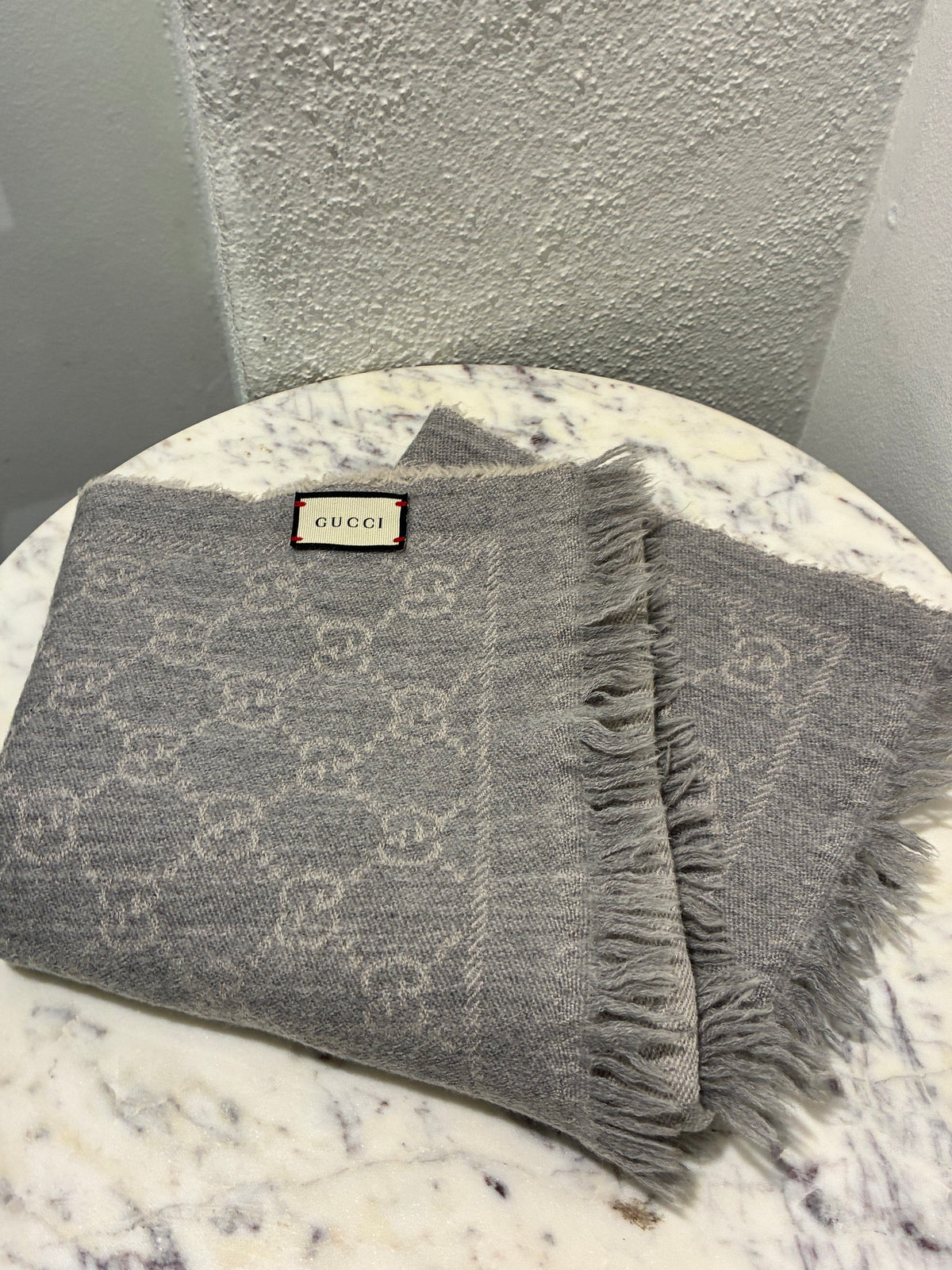 Gucci Monogram Scarf - Light Grey