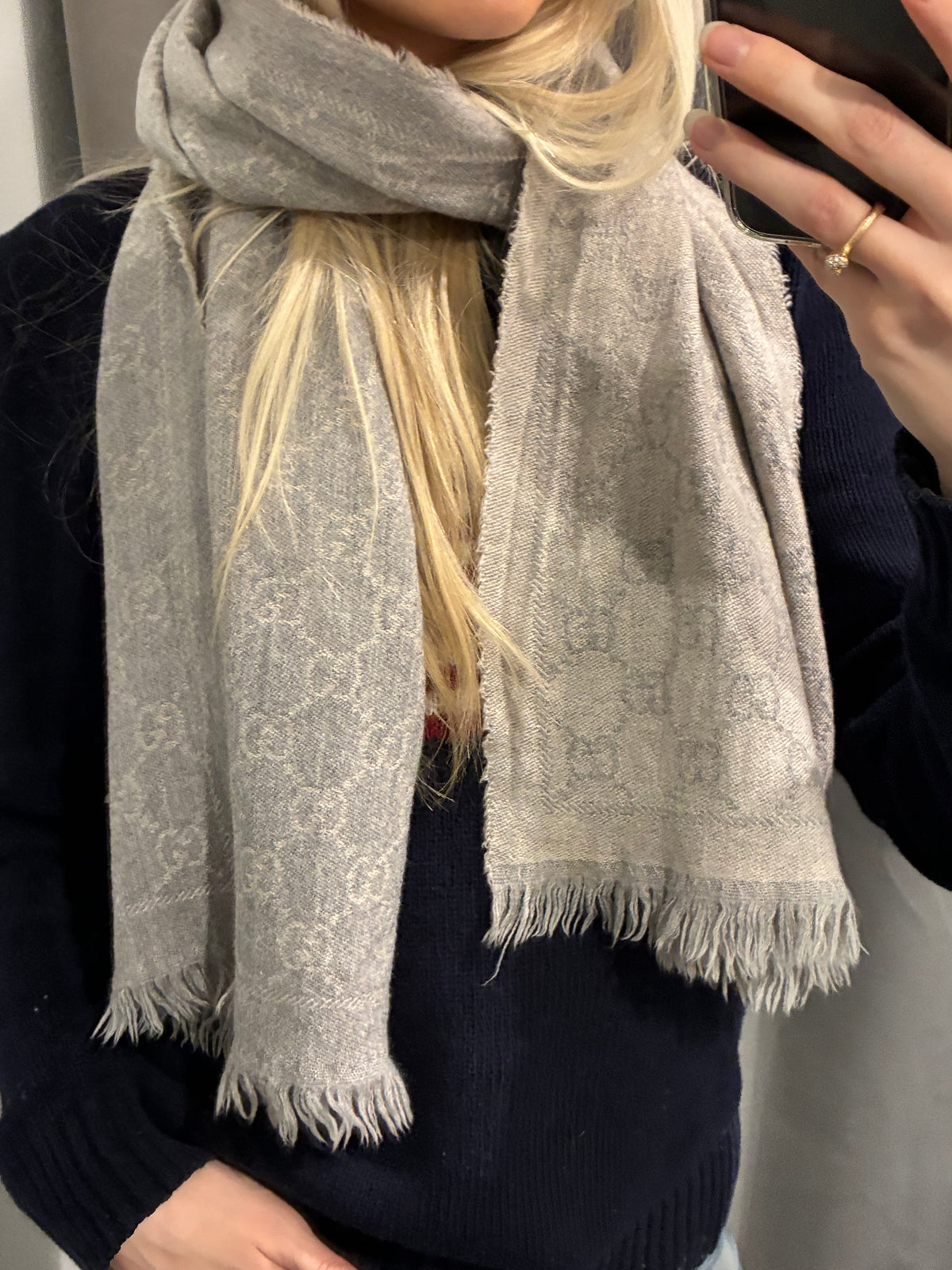 Gucci Monogram Scarf - Light Grey
