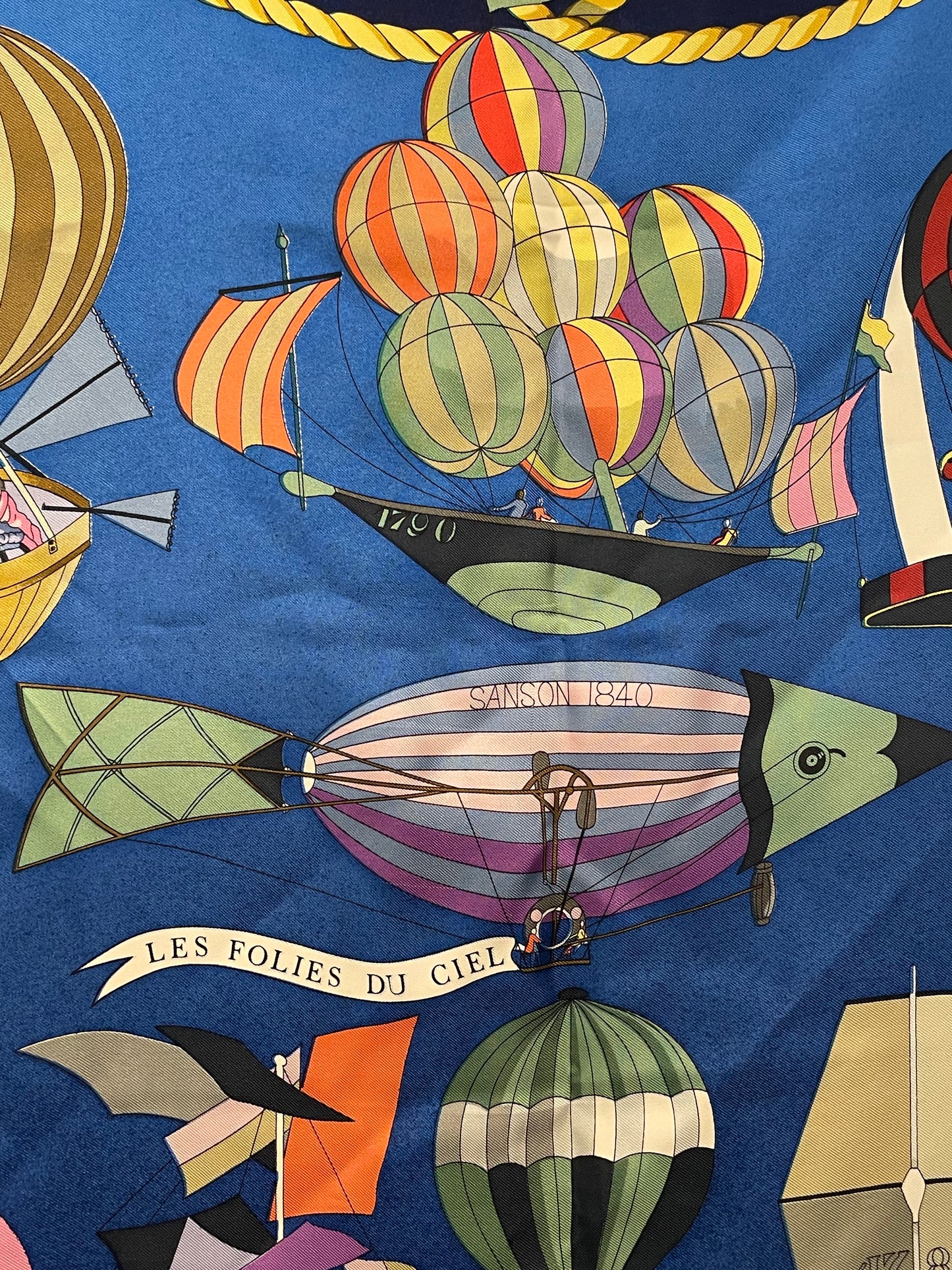Hermès "Les Folies du Ciel" Silk Carré 90 – Blue