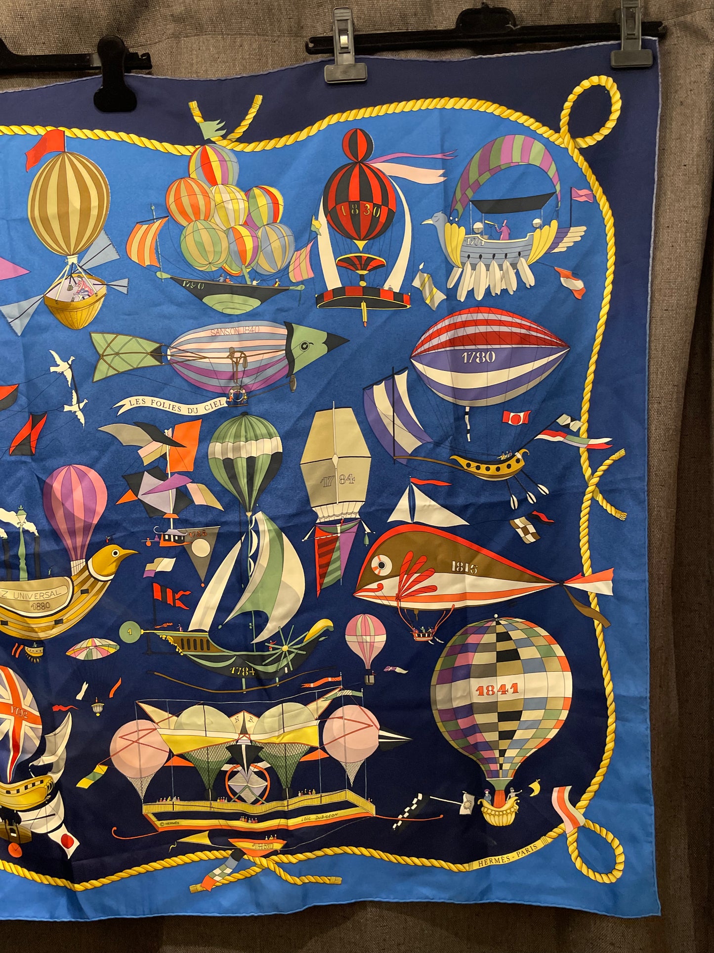 Hermès "Les Folies du Ciel" Silk Carré 90 – Blue