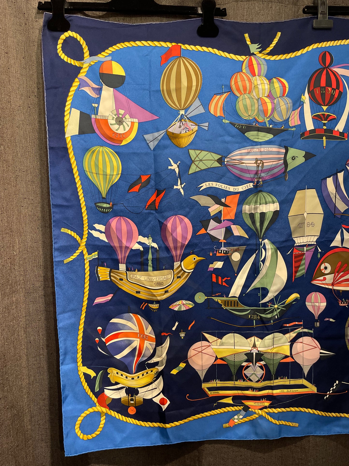 Hermès "Les Folies du Ciel" Silk Carré 90 – Blue