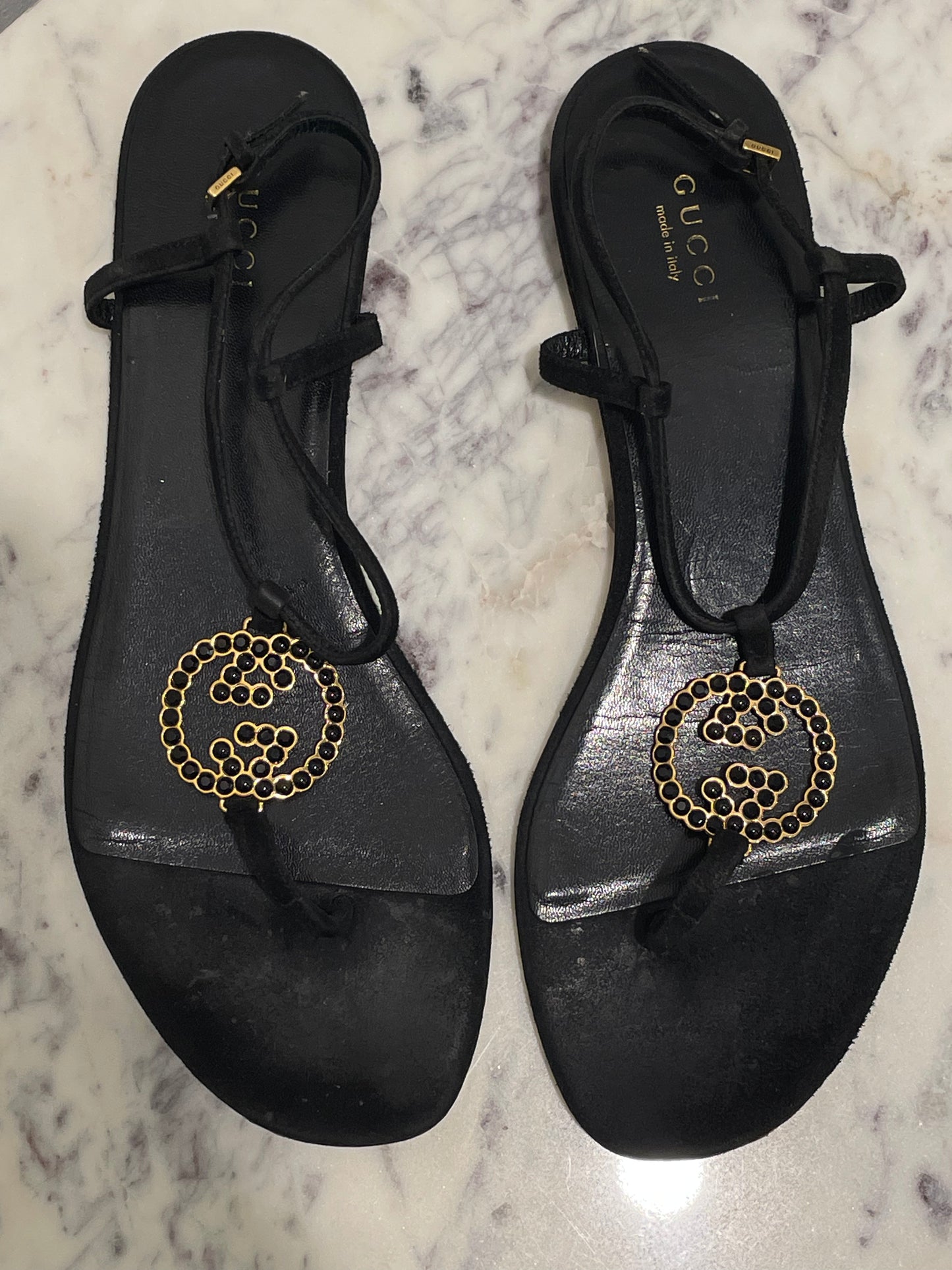Gucci Interlocking GG Roman Leather Flat Sandals - 38