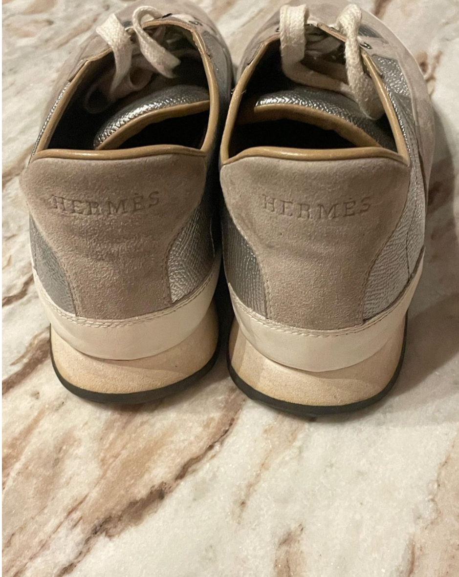 Hermés - sneaks i sølv, hvid og beige