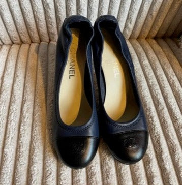 Chanel heels - Navy m. sort snude og hæl