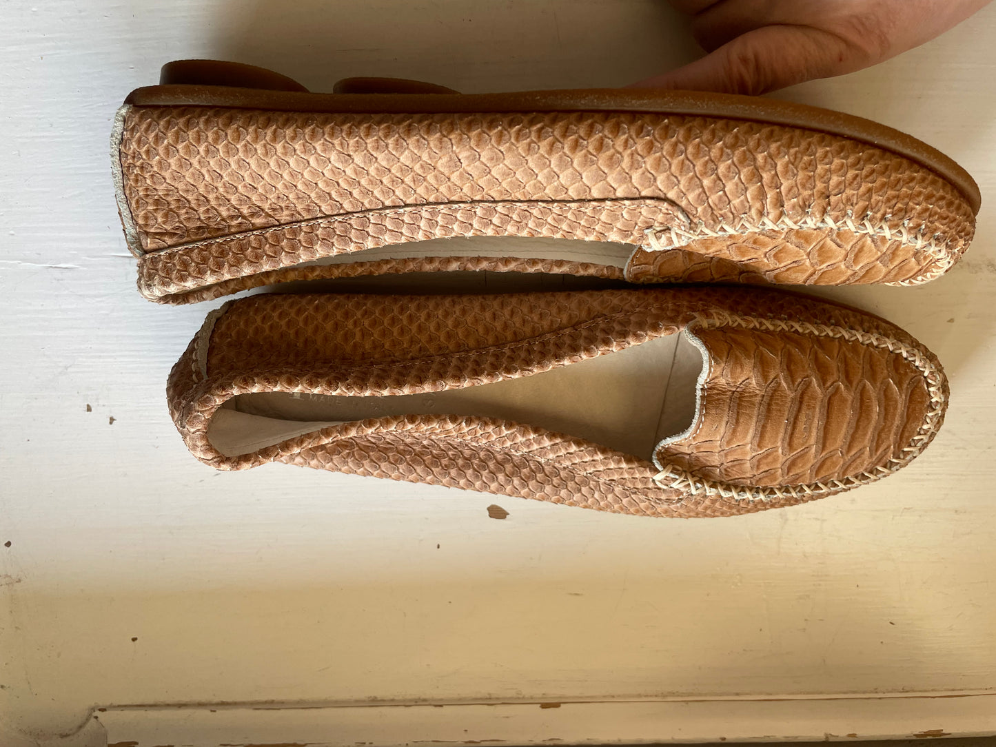 A pair - Ballerina - cognac "snake" skin - str. 37- Aldrig brugt!