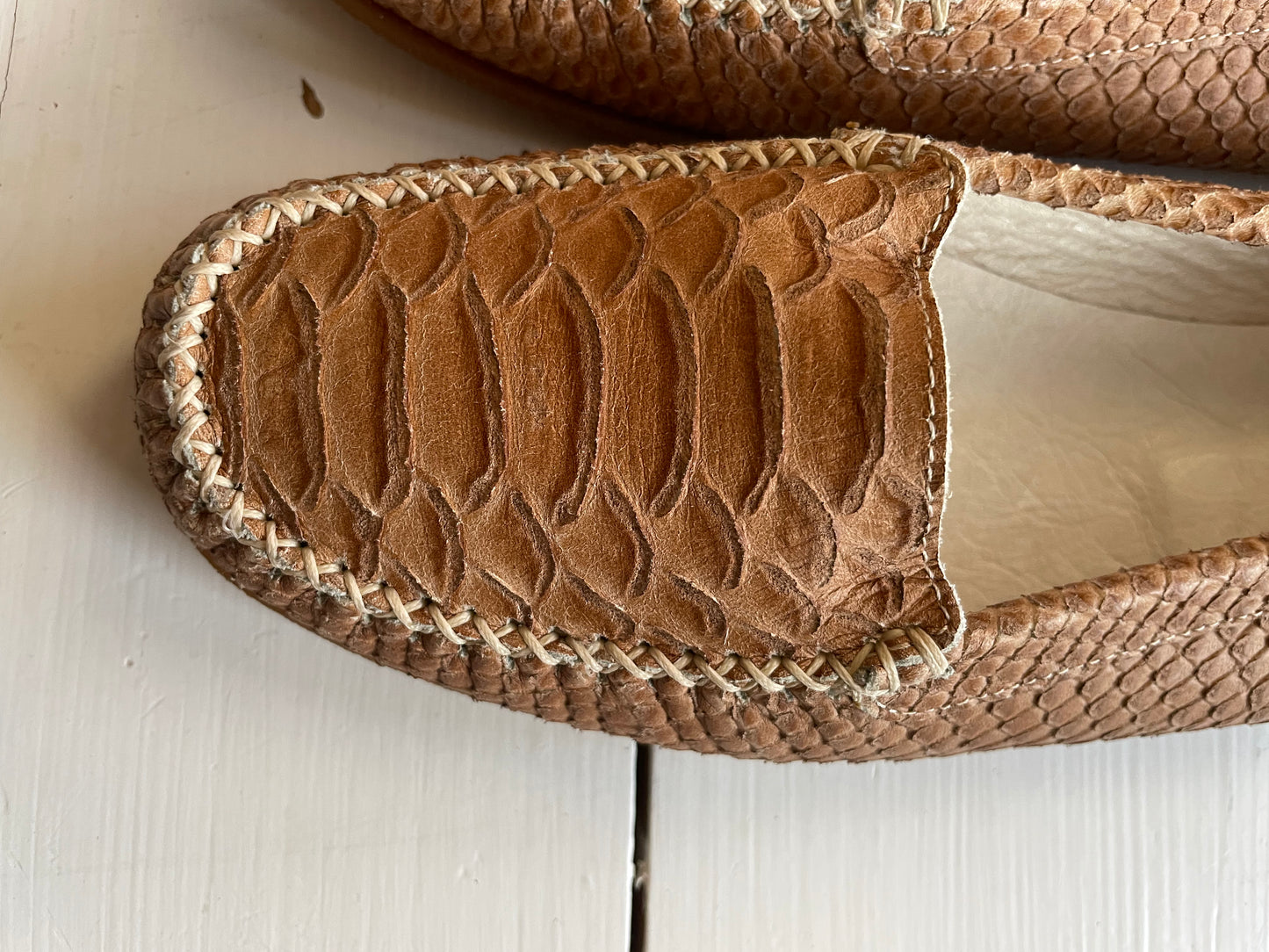 A pair - Ballerina - cognac "snake" skin - str. 37- Aldrig brugt!