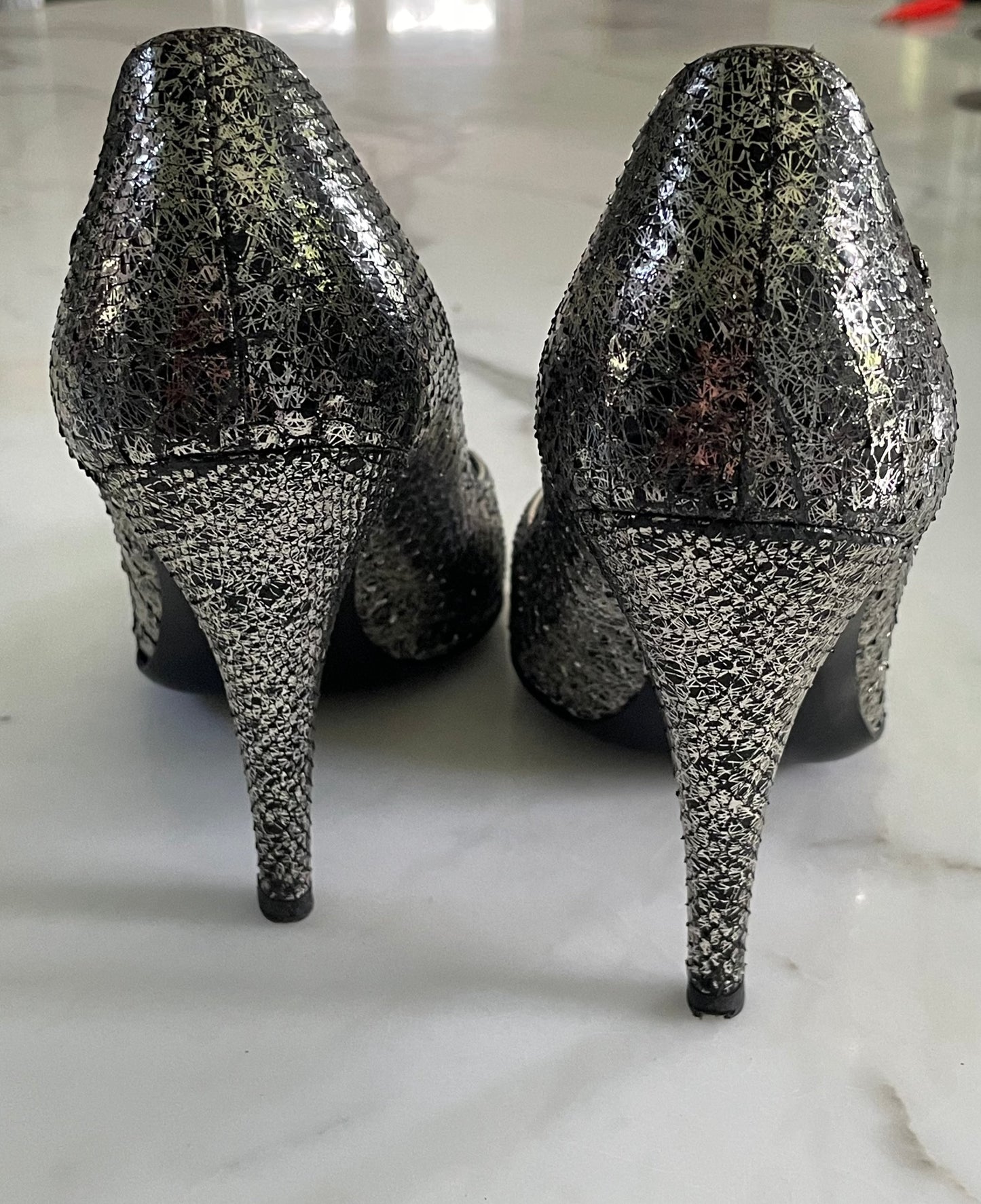 Chanel - High heel - Ægte python- sølv