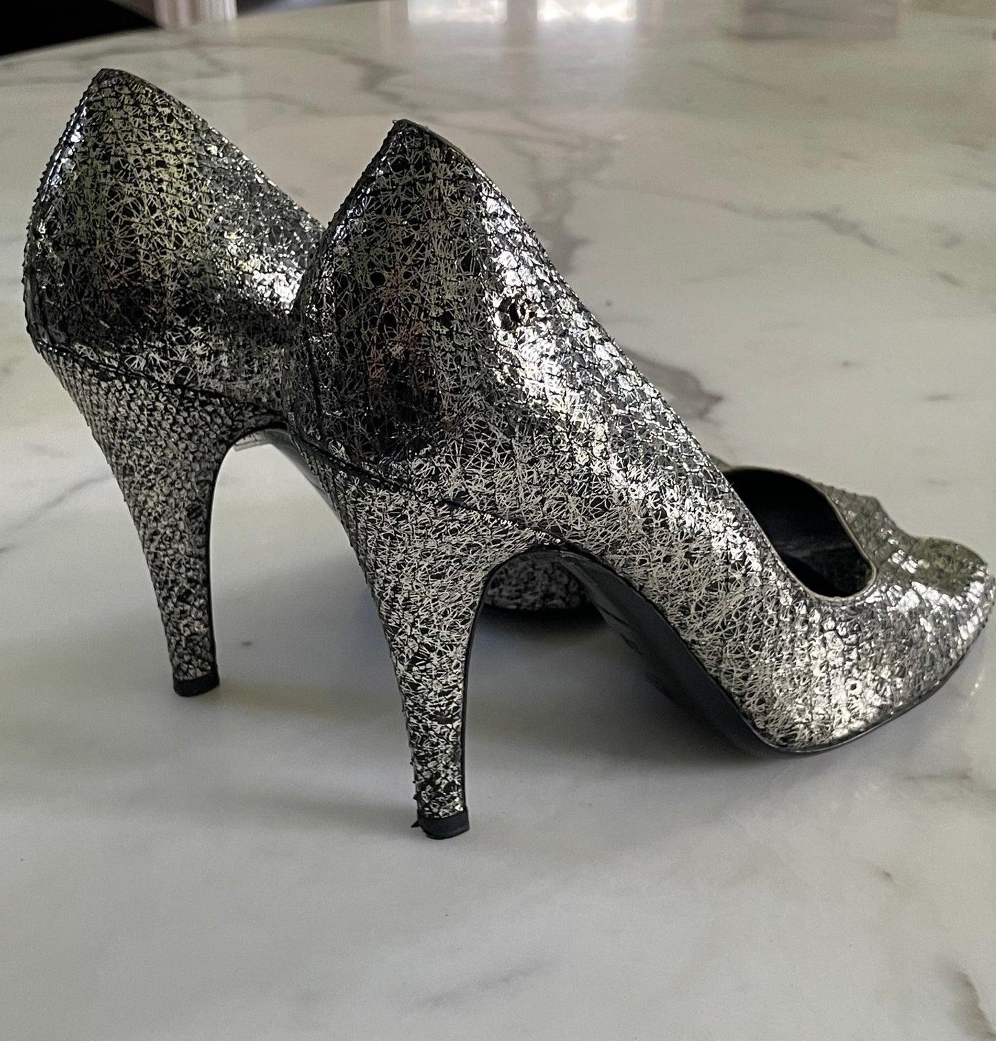 Chanel - High heel - Ægte python- sølv