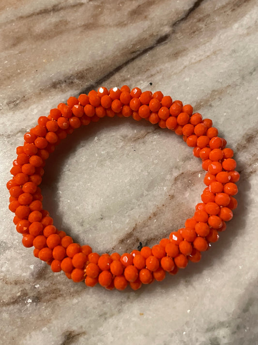 Armbånd - orange glimmer perler