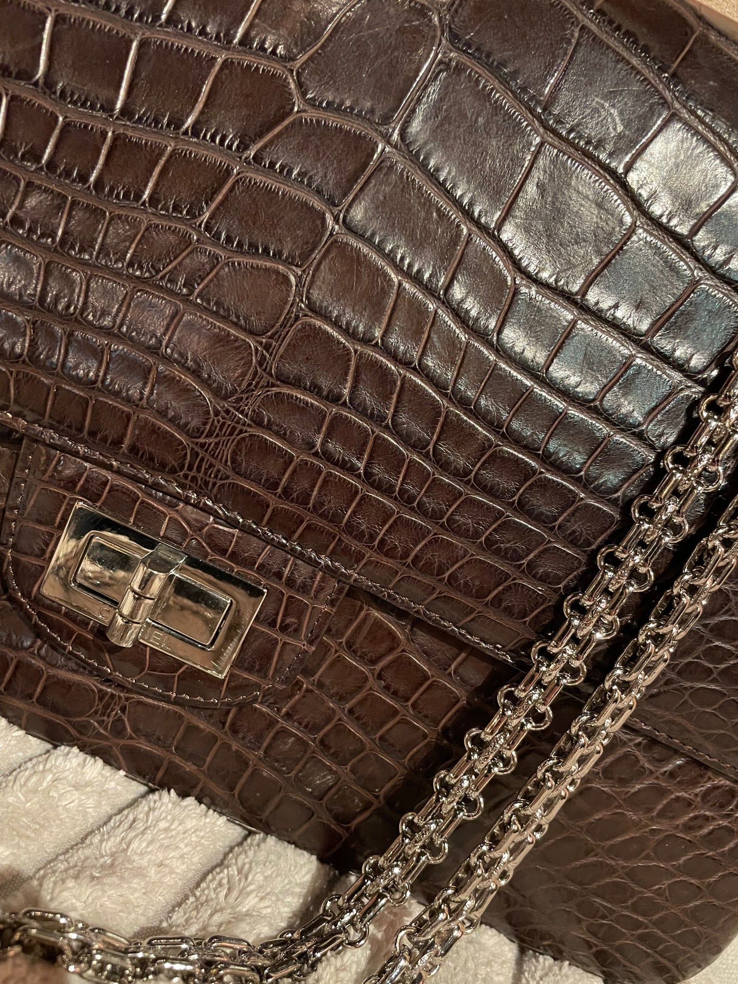 Chanel Alligator - Brun - Double Flap