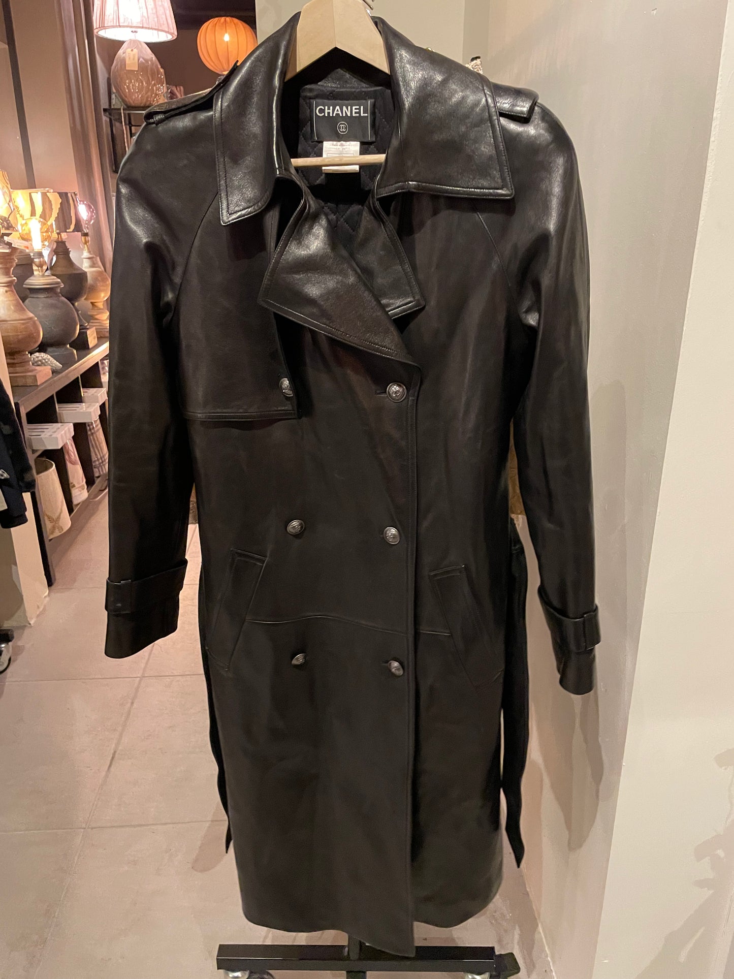 Chanel Trenchcoat i sort kalveskind - Chanel